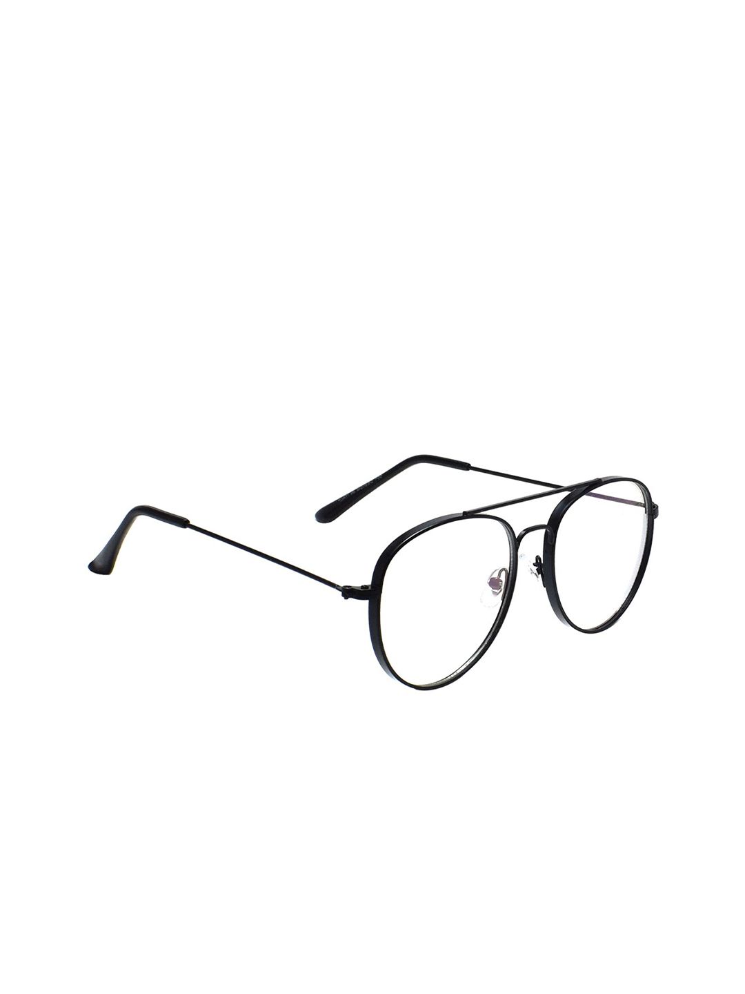 Peter Jones Eyewear Unisex Black & Transparent Anti Glare Glasses Full Rim Aviator Frames Price in India