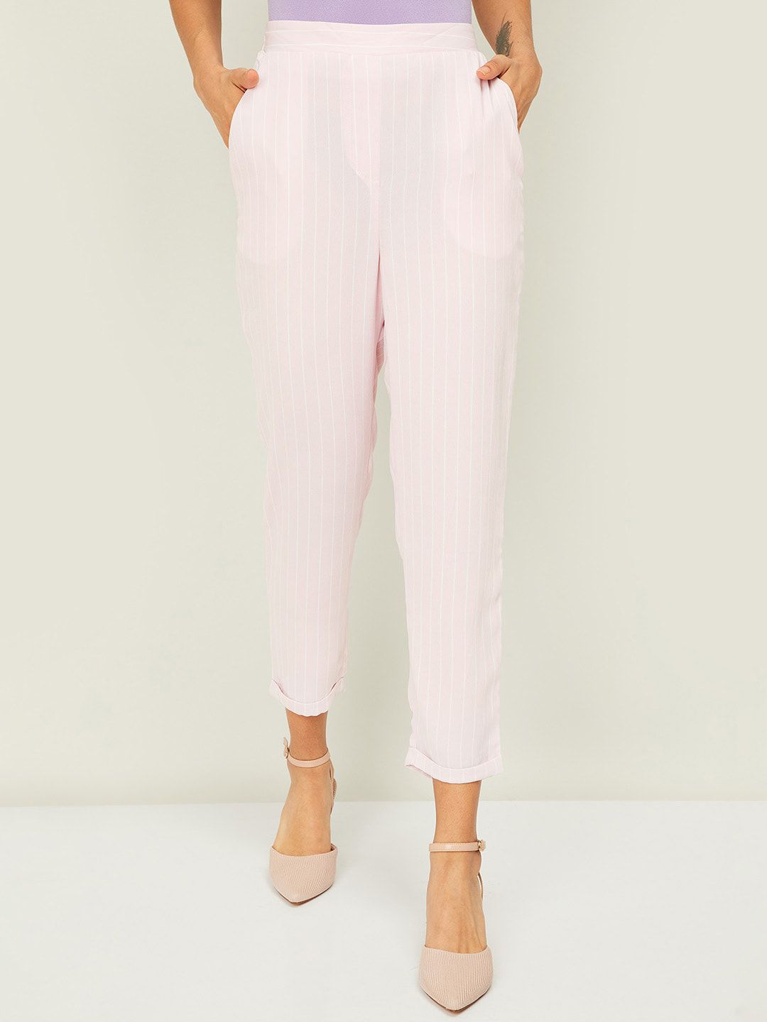 Bossini Women Pink Solid Trousers Price in India