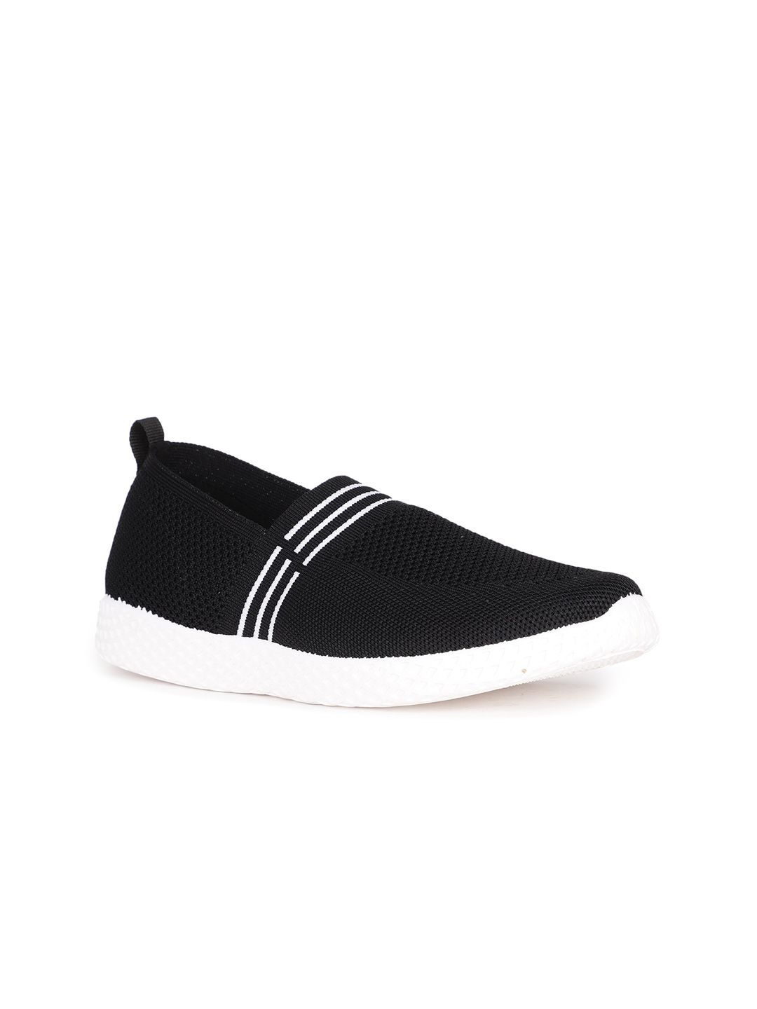 Bata Women Black Woven Design Slip-On Sneakers Price in India