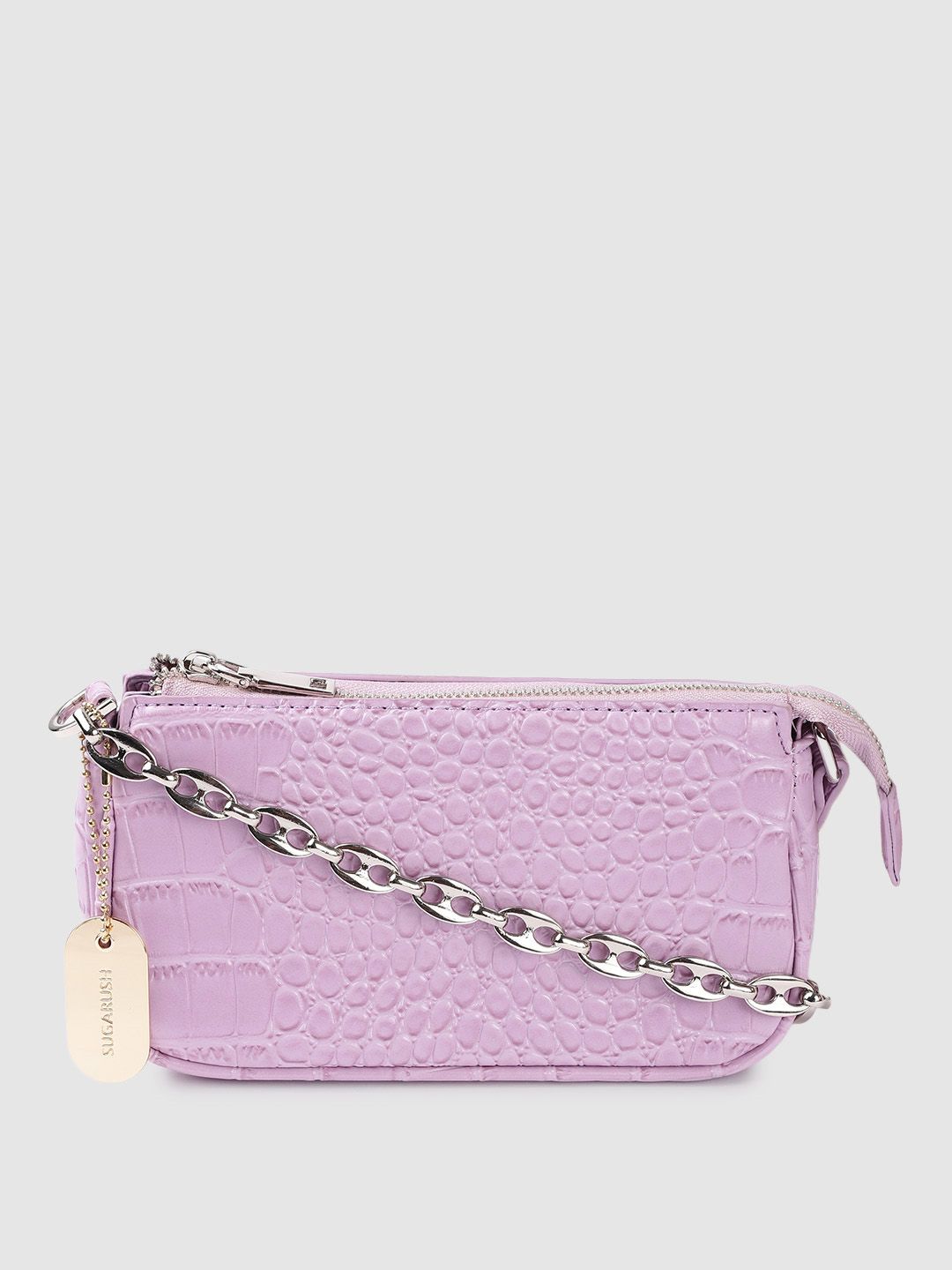 Sugarush Women Lavender Textured PU Sling Bag Price in India