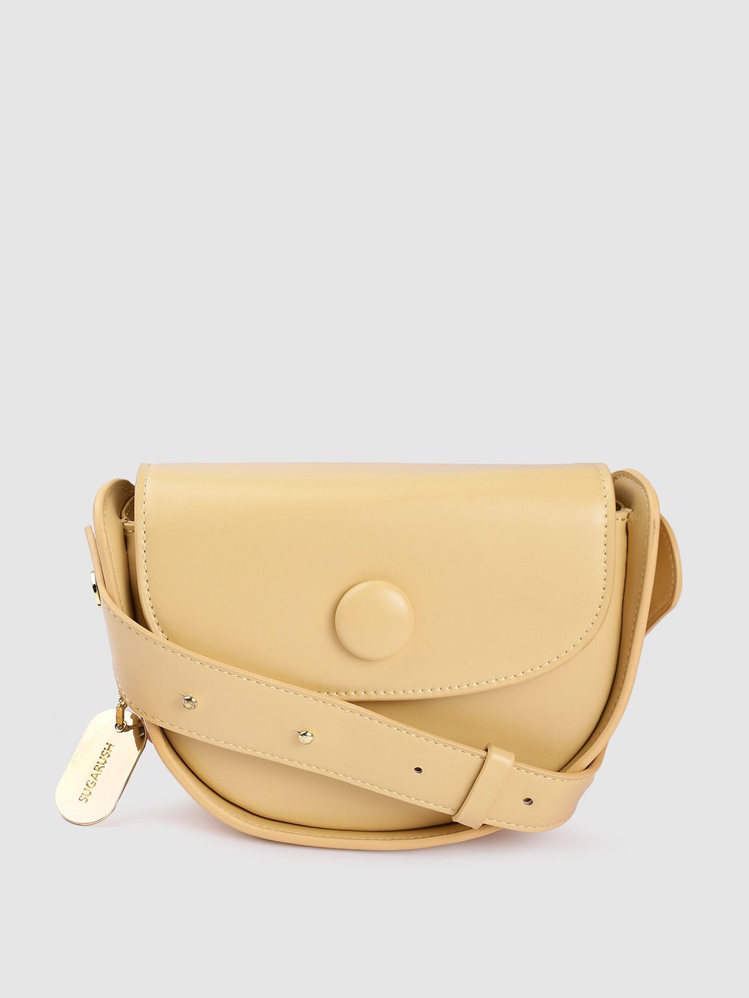 Sugarush Yellow PU Half Moon Sling Bag Price in India