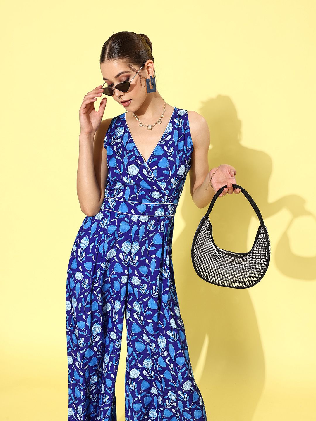 Style Quotient Women Charming Blue Printed New Neckline Jumpsuit Price in India