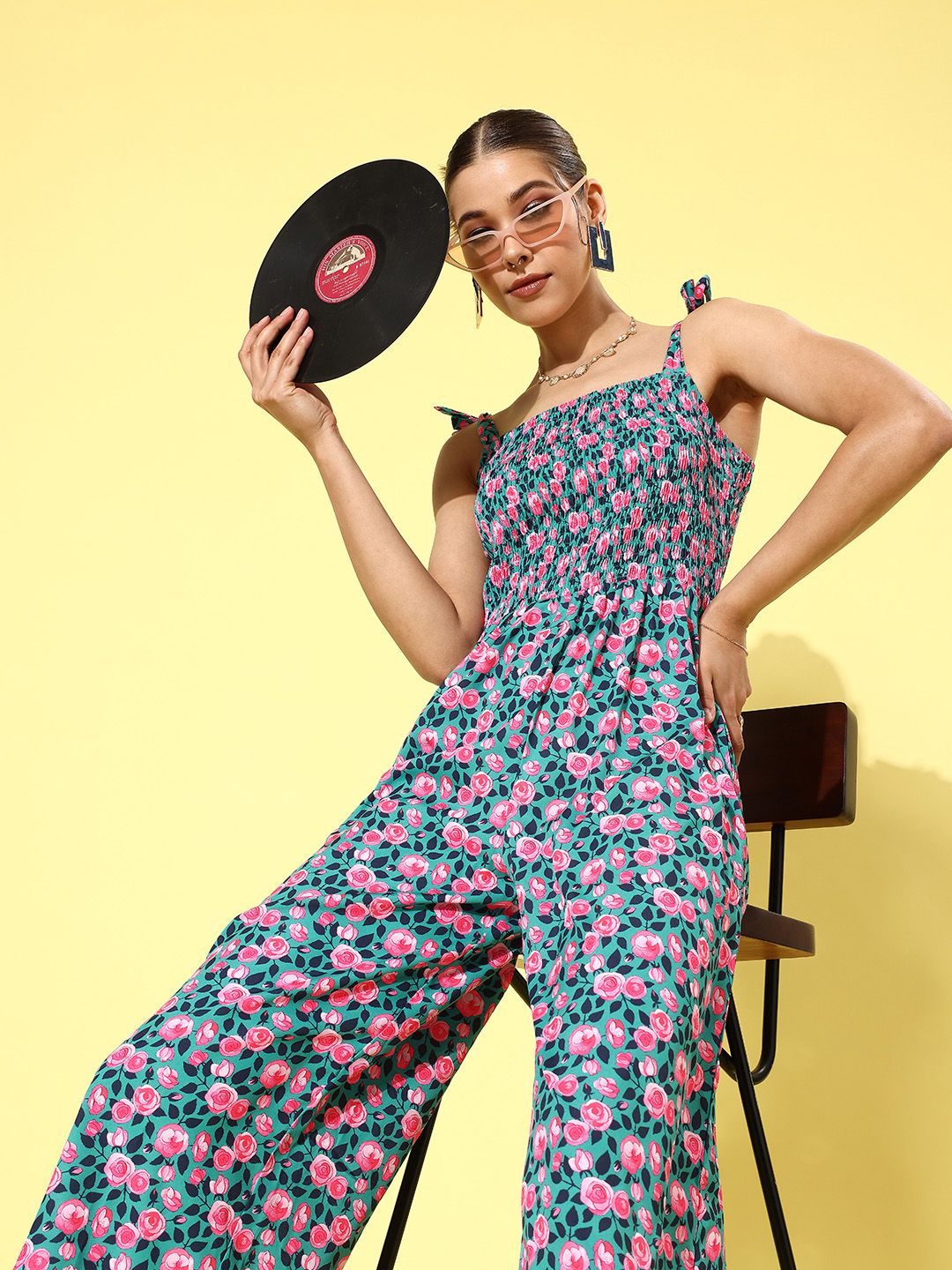 Style Quotient Women Stylish Teal Printed Joyful Jumpsuit Price in India