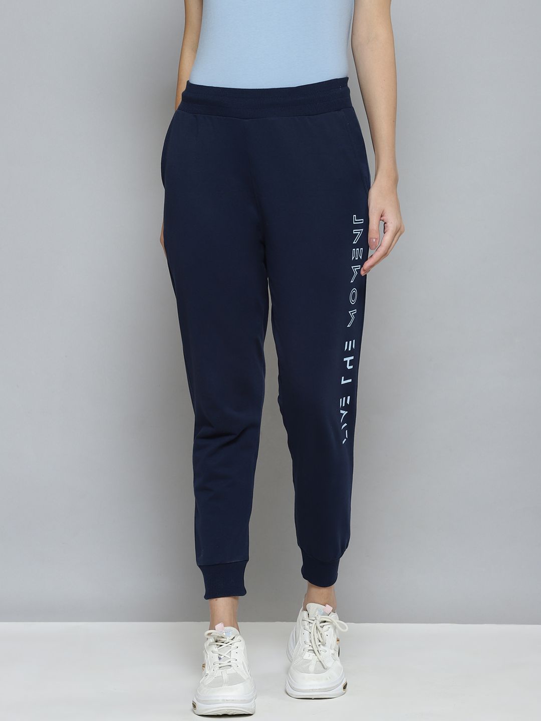 Alcis Women Navy Blue Slim Fit Solid Cropped Running Joggers Price in India