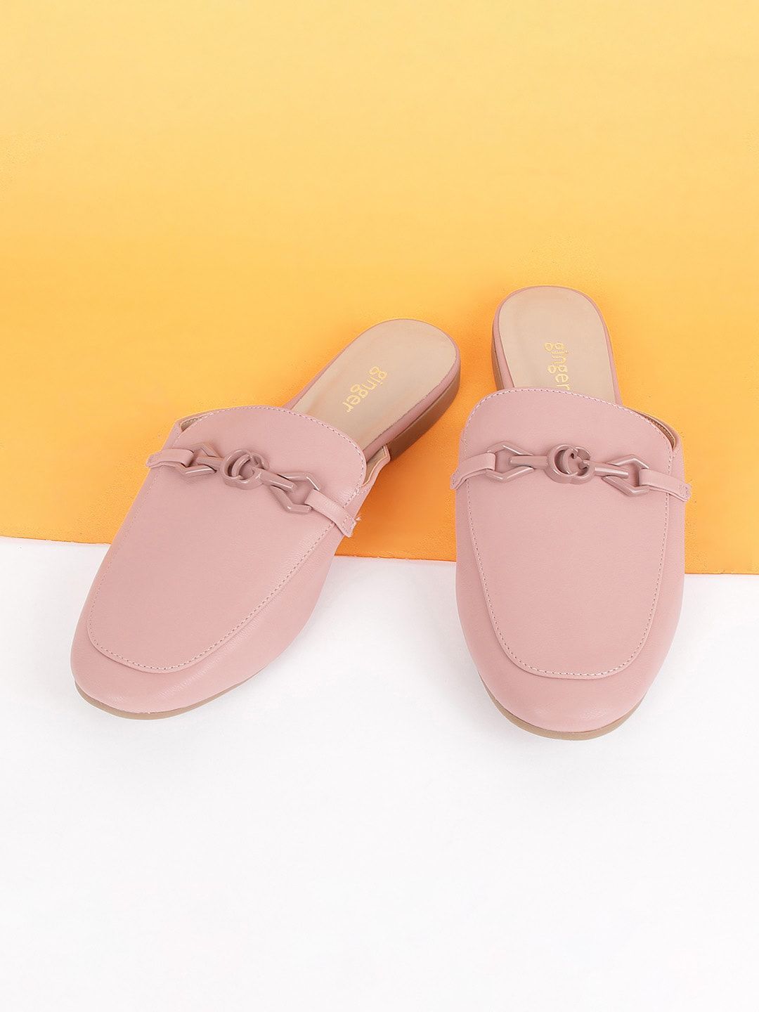 Ginger by Lifestyle Women Pink Mules Flats Price in India