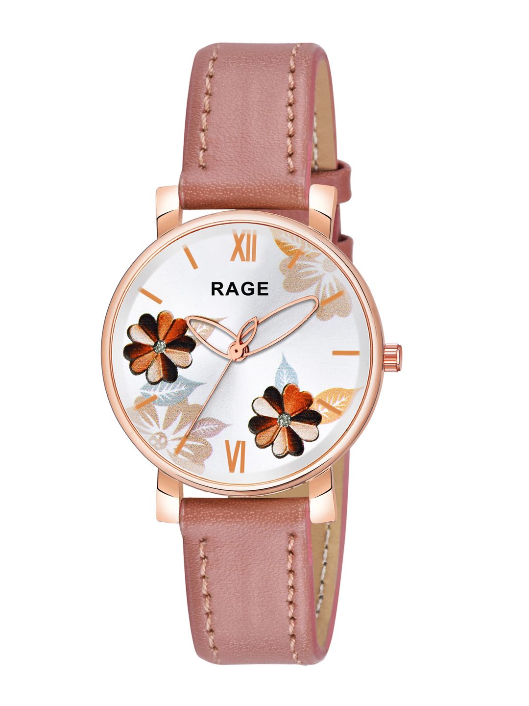 Rage Enterprise Women Pink Printed Dial & Leather Straps Analogue Watch R-866-Pink Price in India