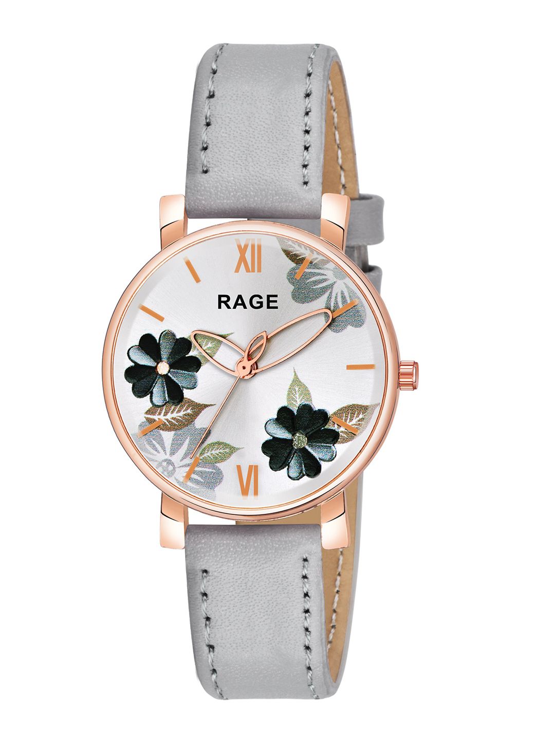 Rage Enterprise Women Off White Printed Dial & Grey Leather Straps Analogue Watch R-866 Price in India