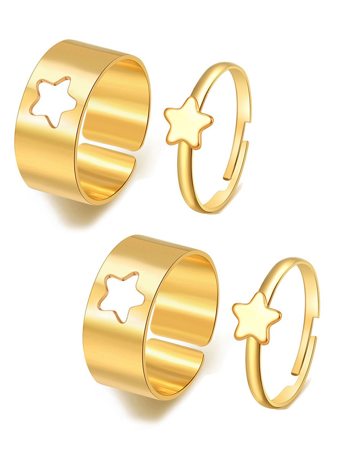 Vembley Set Of 4 Gold-Toned & Plated Star Couple Rings Price in India