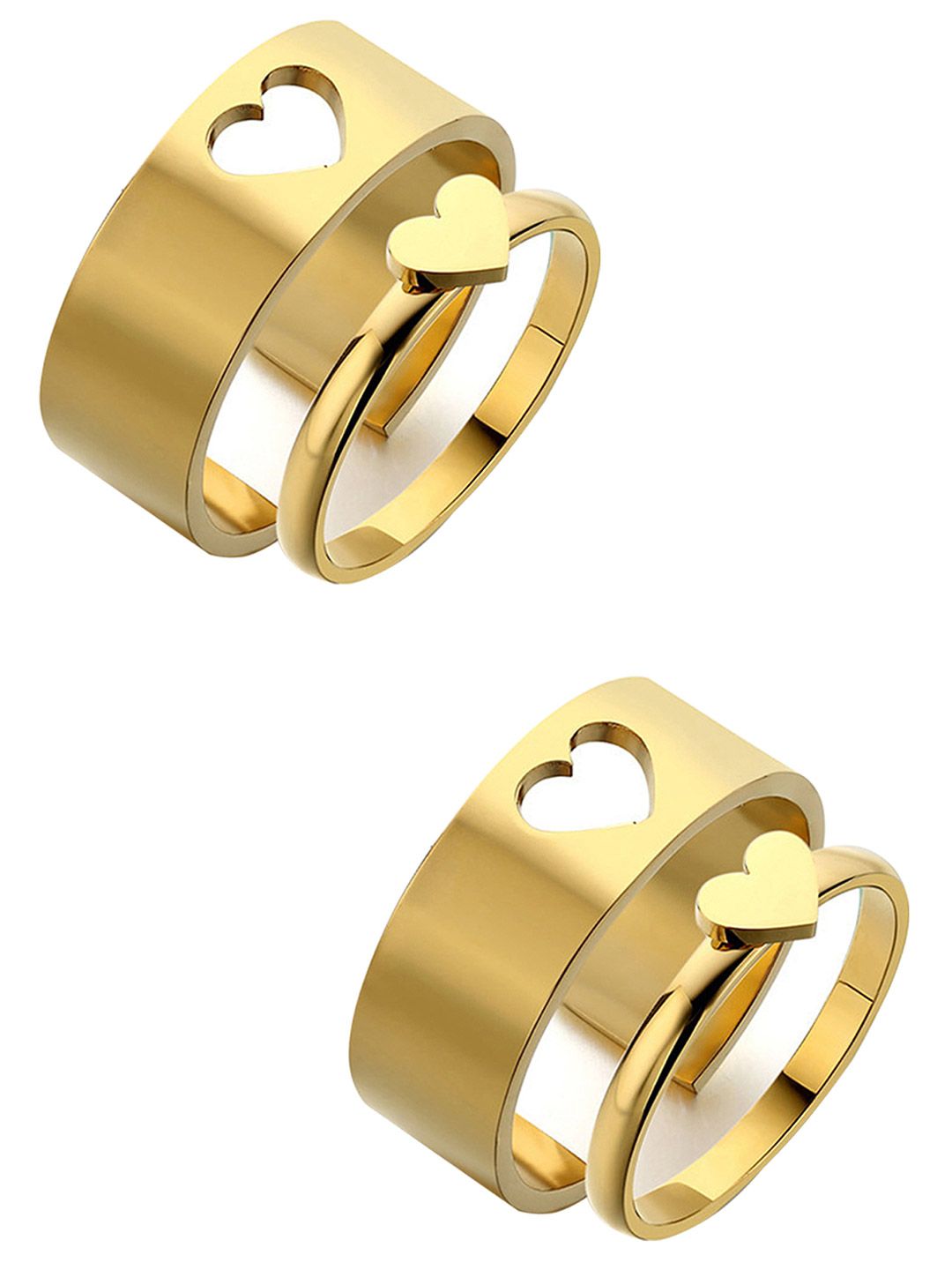Vembley Set of 2 Gold-Plated Heart Couple Rings Price in India