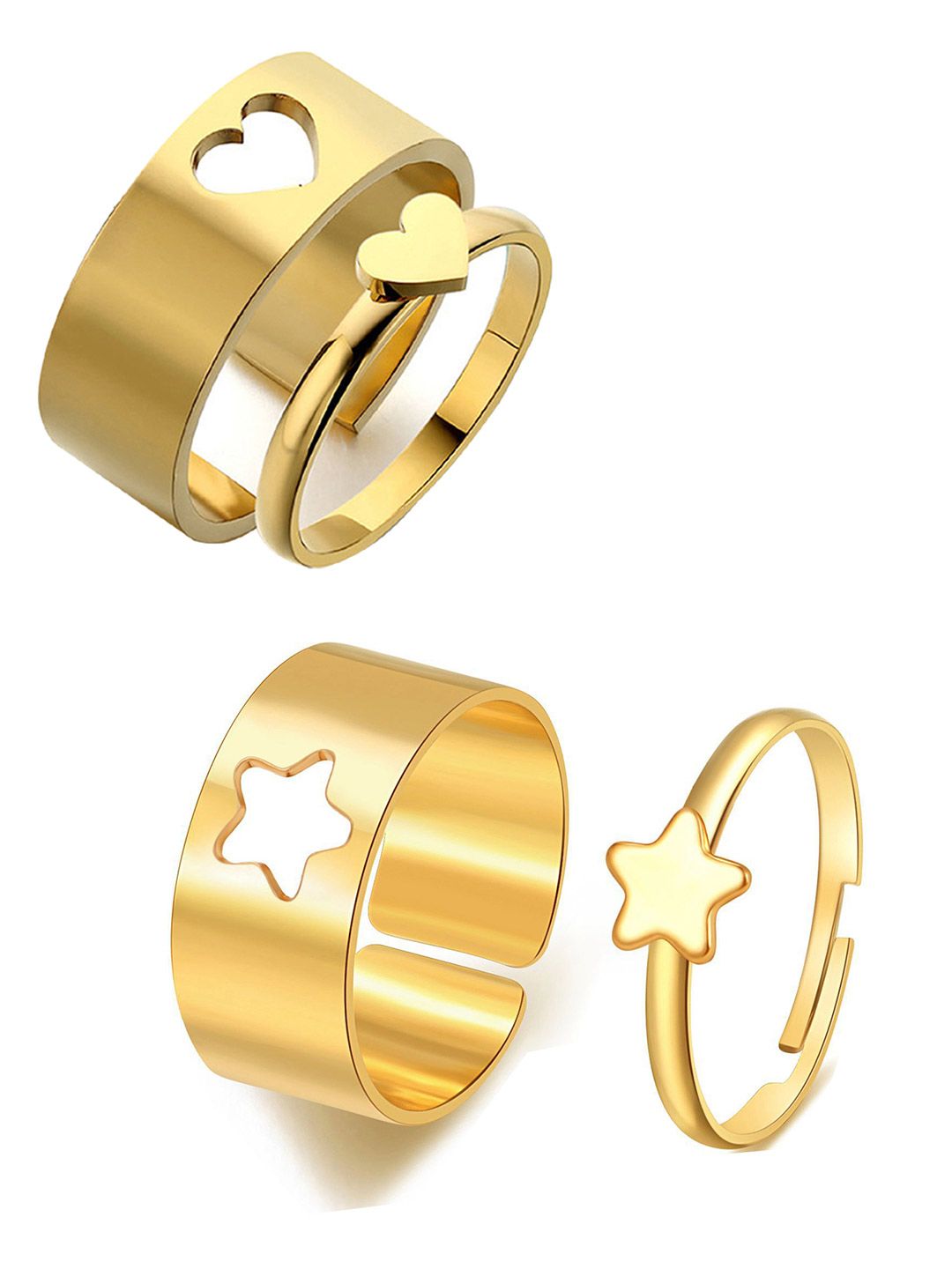 Vembley Set Of 4 Gold-Plated Heart Shape Couple Ring Price in India