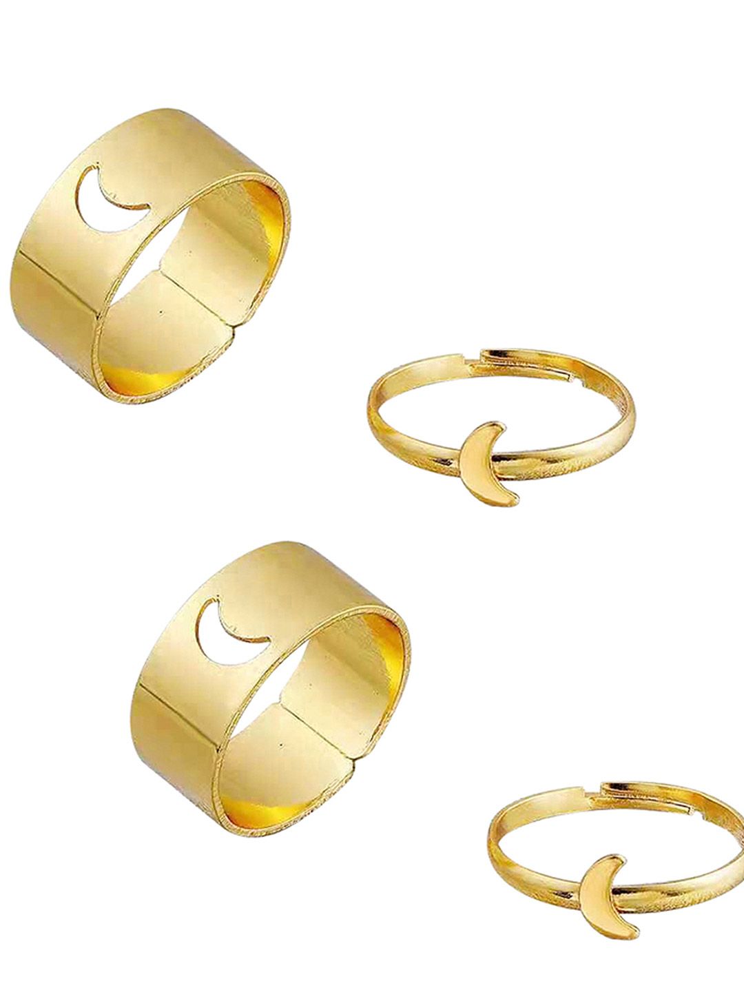 Vembley Set Of 4 Gold-Toned & Plated Half Moon Couple Rings Price in India