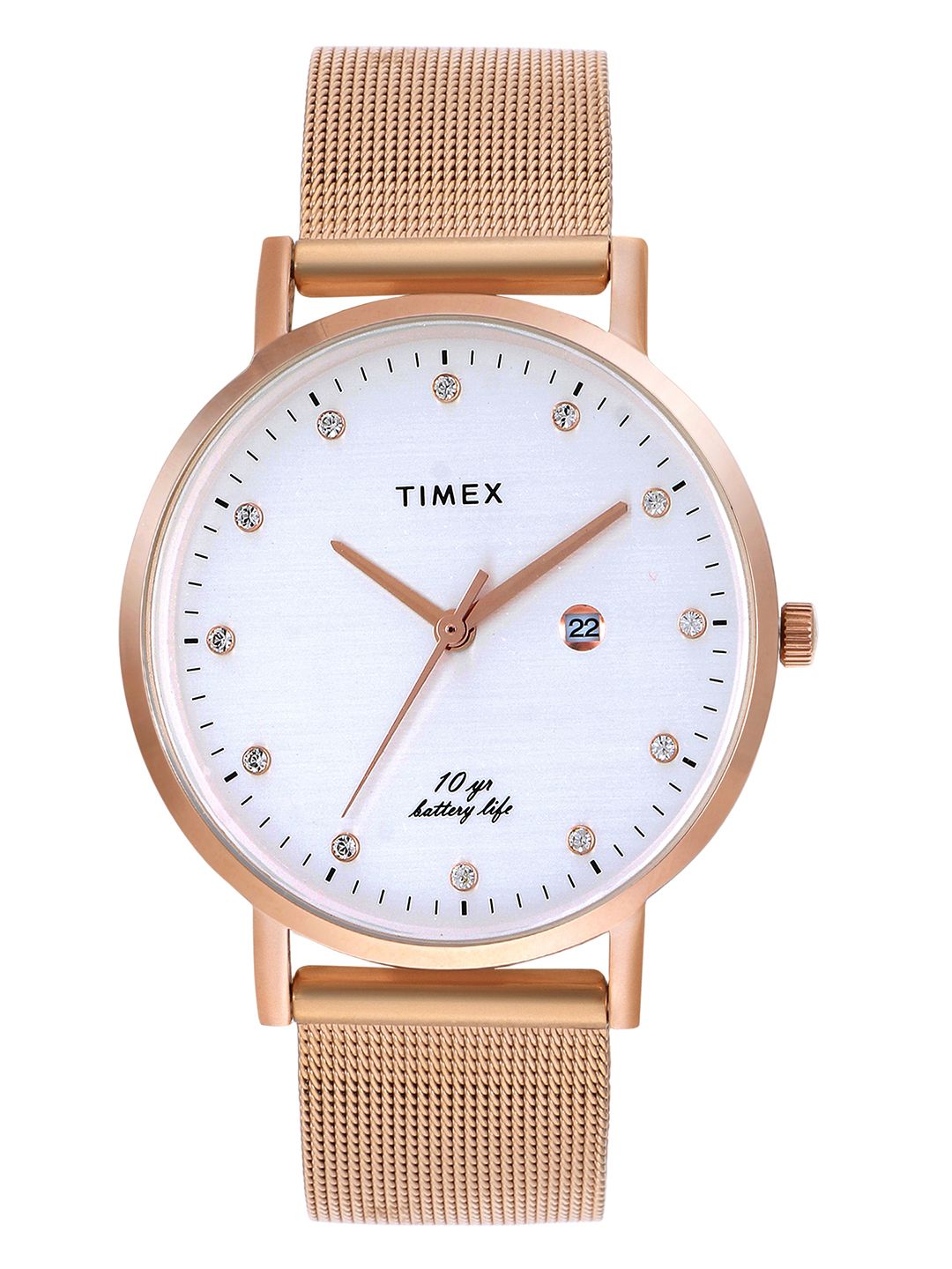 Timex Women Silver-Toned Embellished Bracelet Style Watch TWEL12909 Price in India