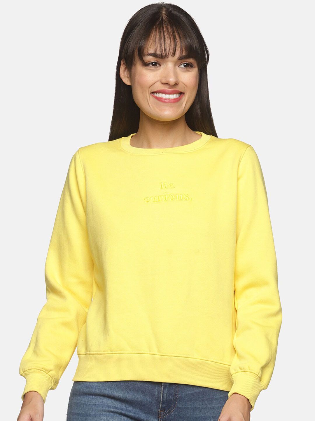 THE BONTE Women Yellow Sweatshirt Price in India