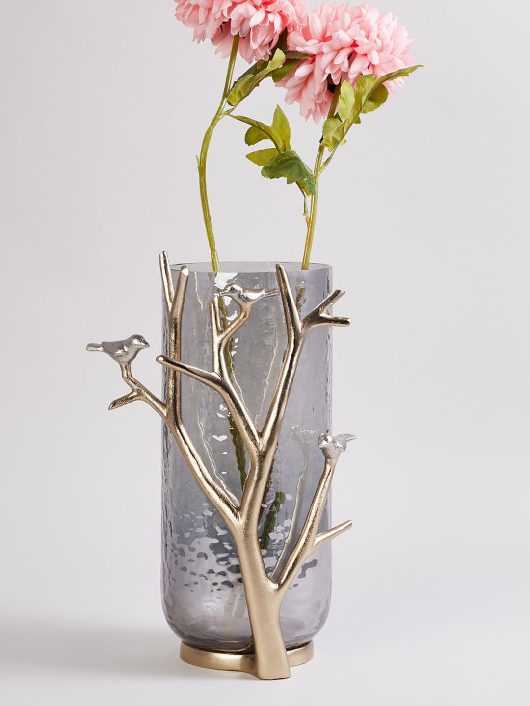 Home Centre Grey & Gold-Toned Metal Decorative Flower Vase Price in India