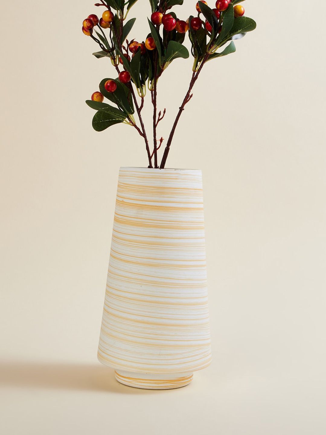 Home Centre Yellow & White Textured Glass Vases Price in India