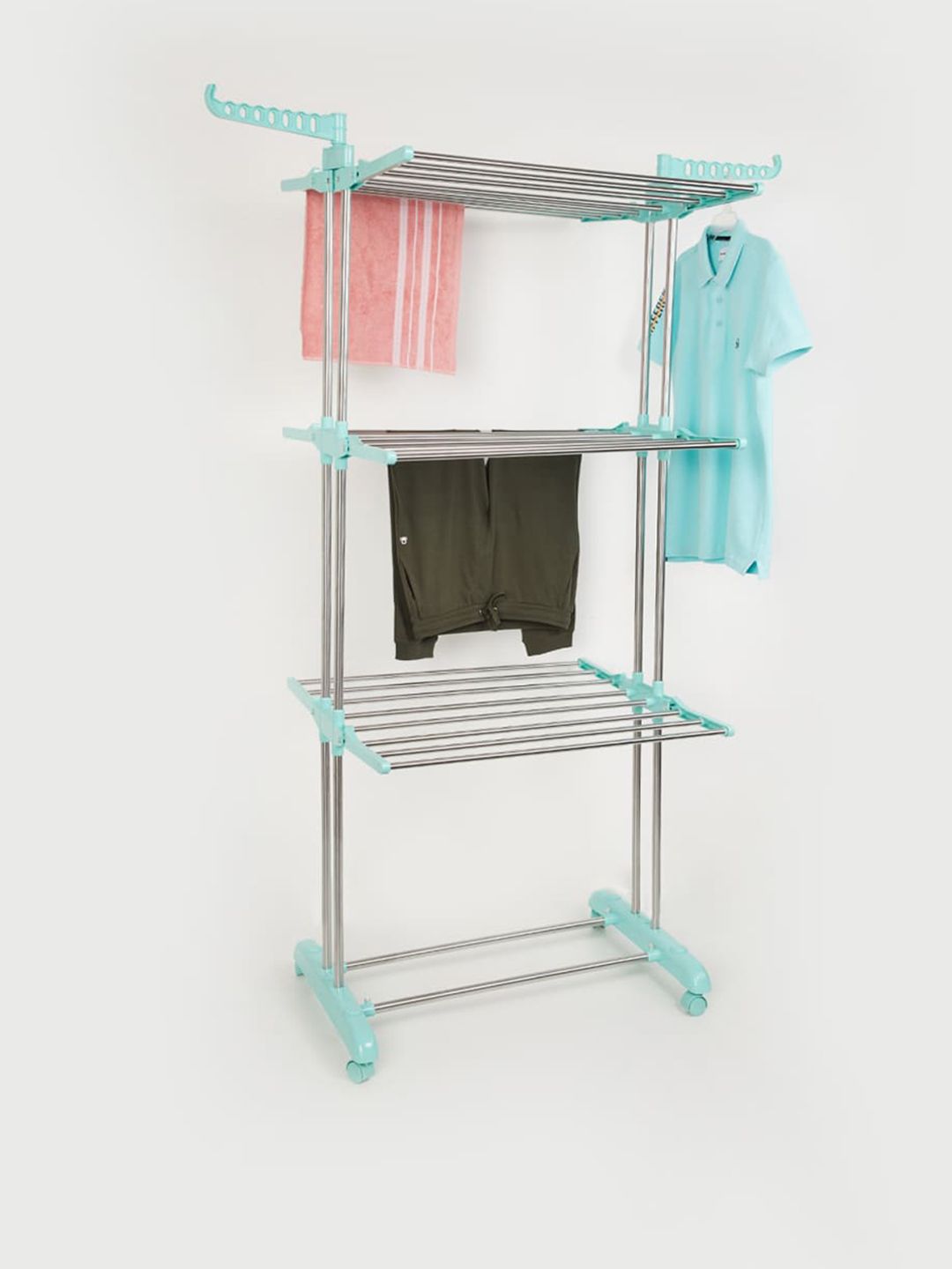 Home Centre  Teal  Blue Solid Clothes Drying Rack Price in India