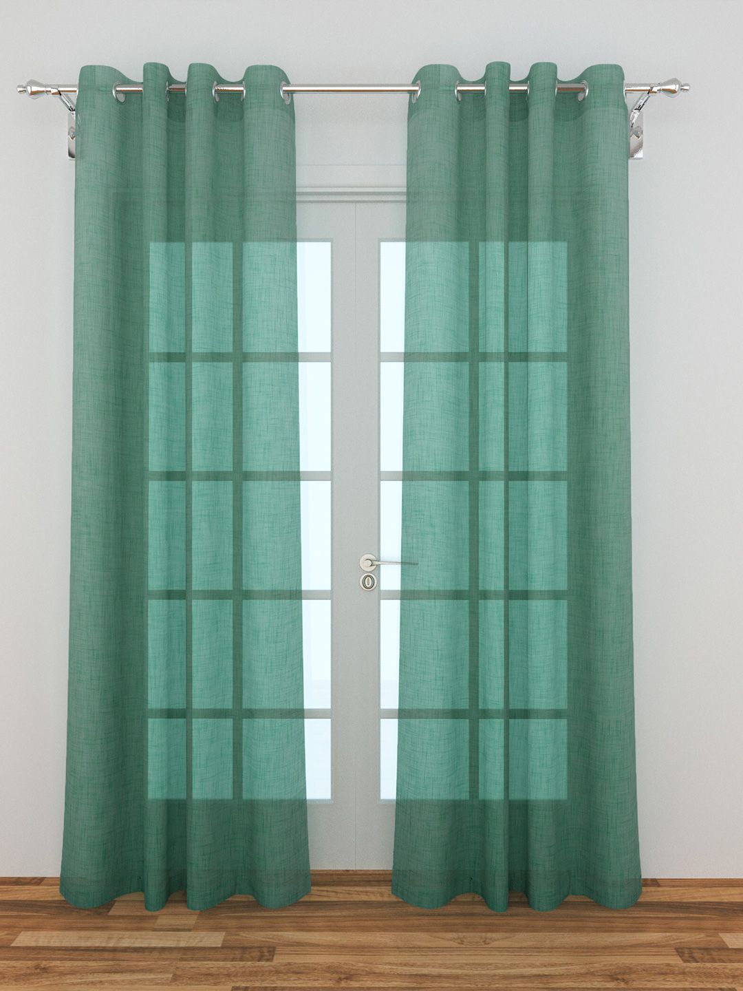 Home Centre Green Set of 2 Sheer Door Curtains Price in India