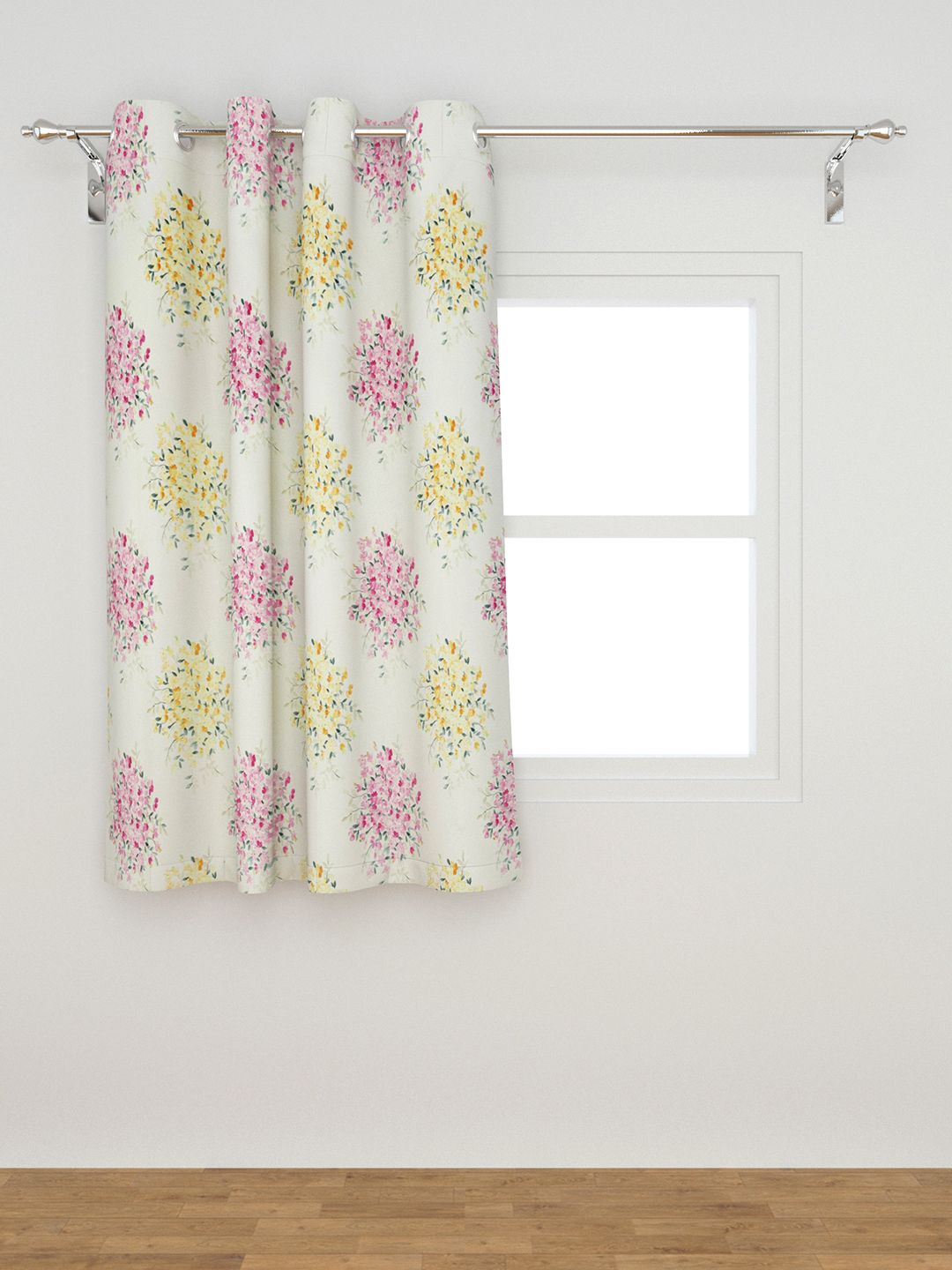 Home Centre Off-White & Pink Ethnic Motifs Room Darkening Window Curtains Price in India