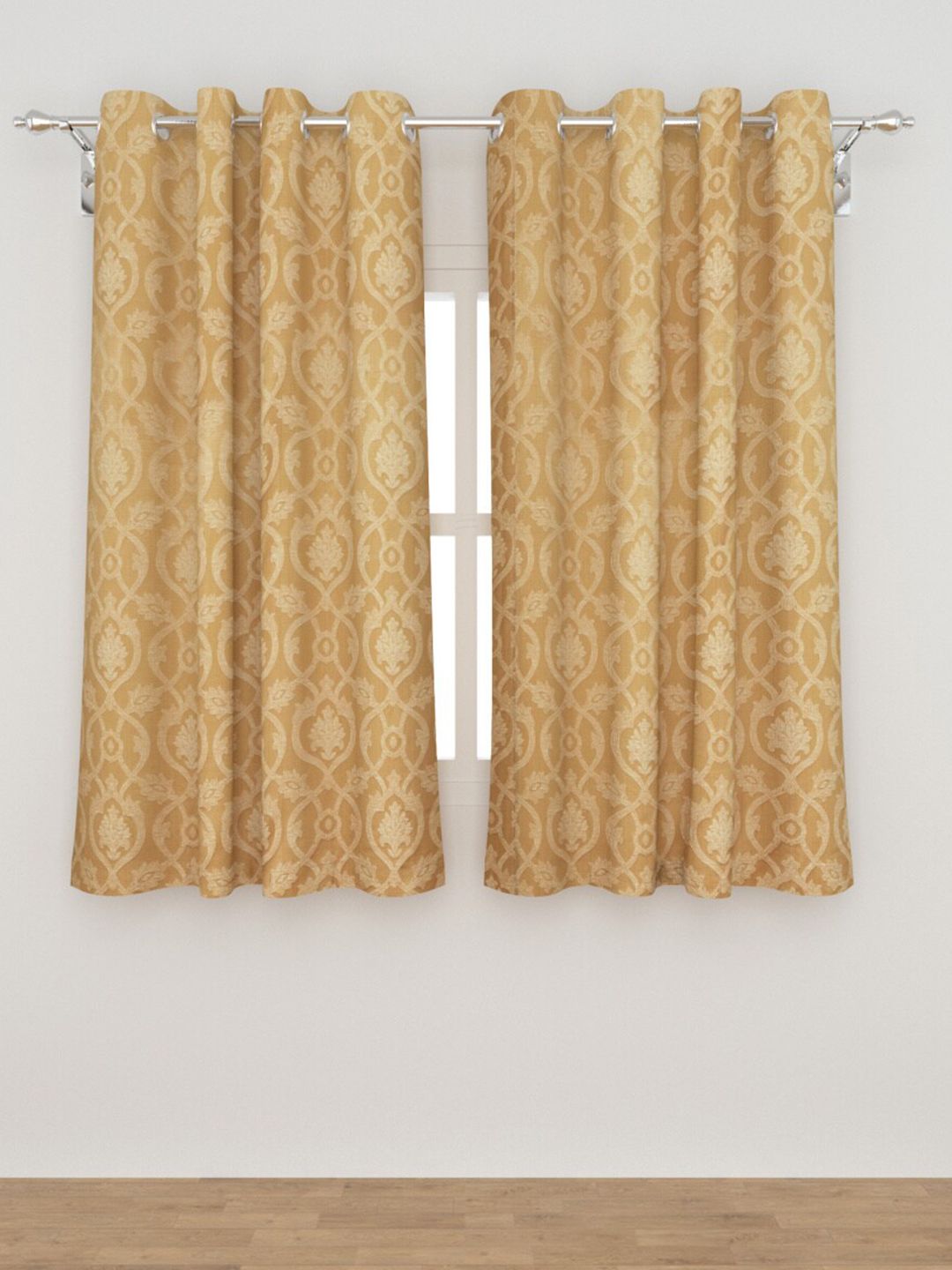 Home Centre Beige Set of 2 Ethnic Motifs Black Out Window Curtain Price in India