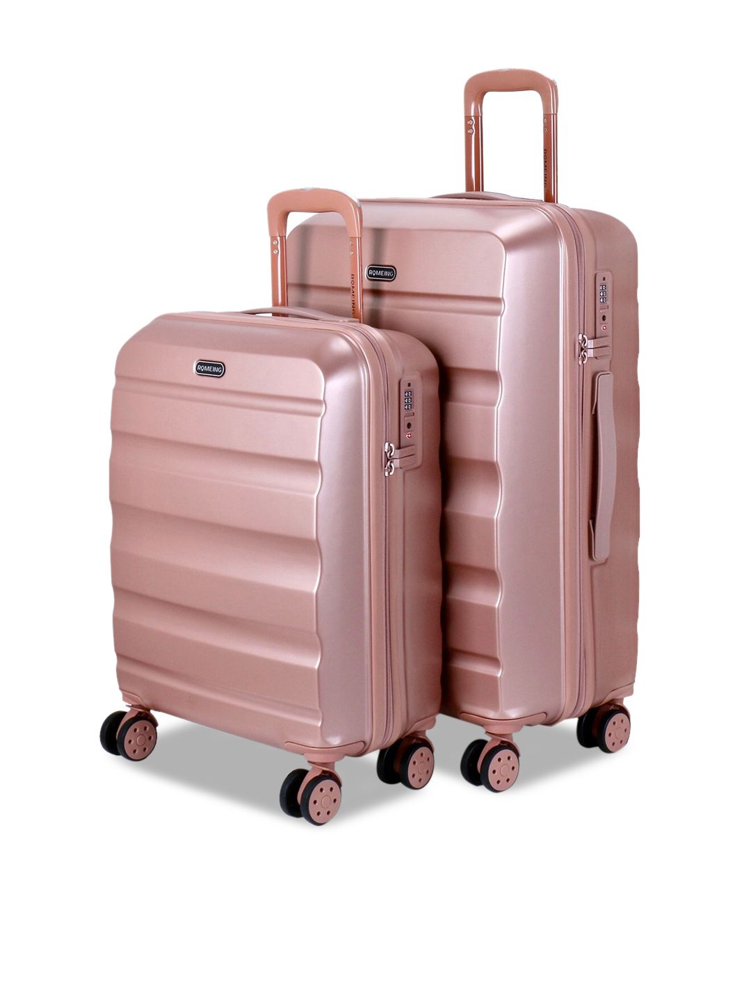 ROMEING Venice Set Of 2 Rose Gold Patterned Hard-Sided Polycarbonate Trolley Bags Price in India