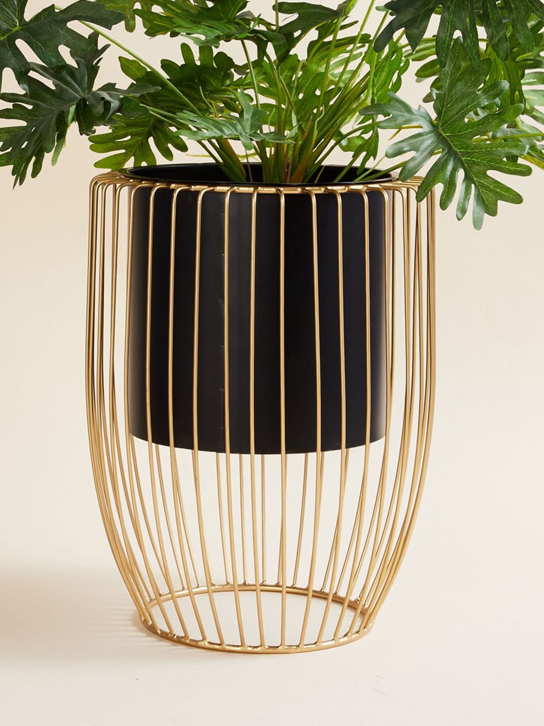 Home Centre Gold-Toned & Black Solid Iron Planter With Stand Price in India