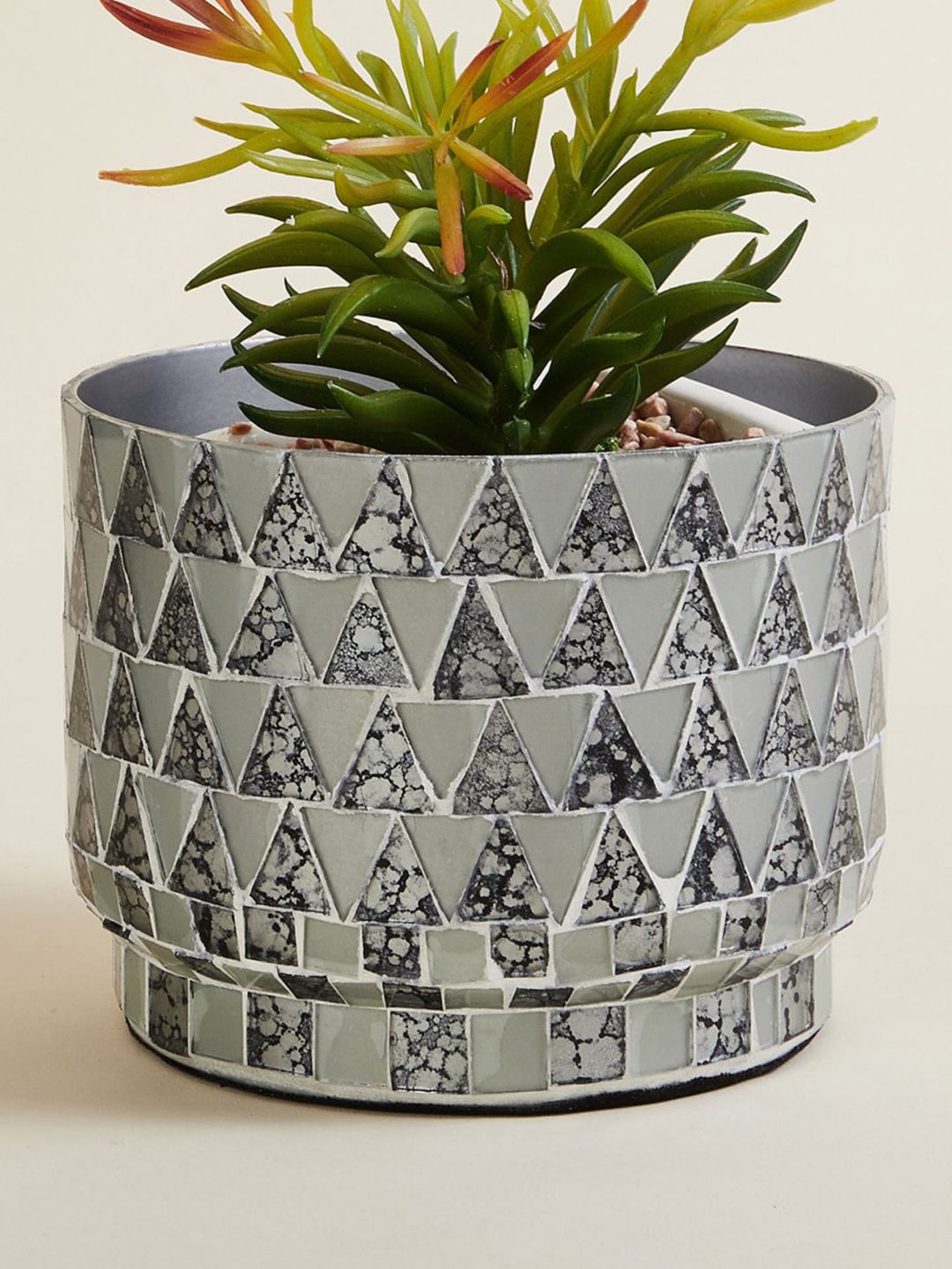 Home Centre Grey Printed Metal Floor Planter Price in India