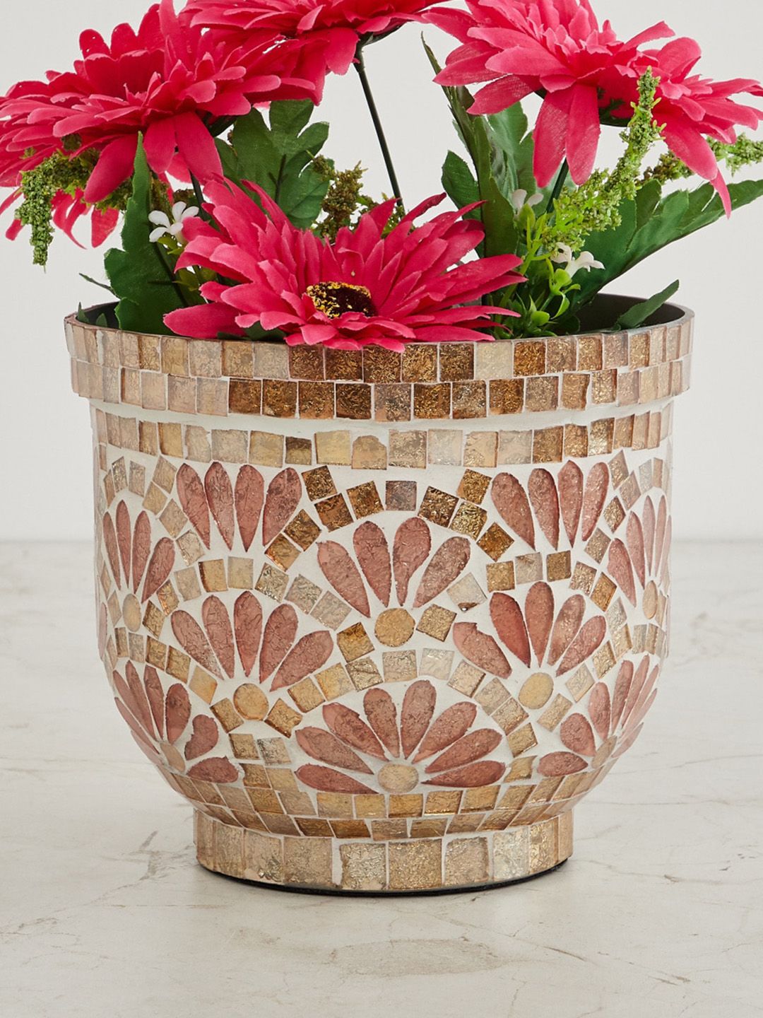 Home Centre Gold-Coloured Printed Mosaic Planter Price in India