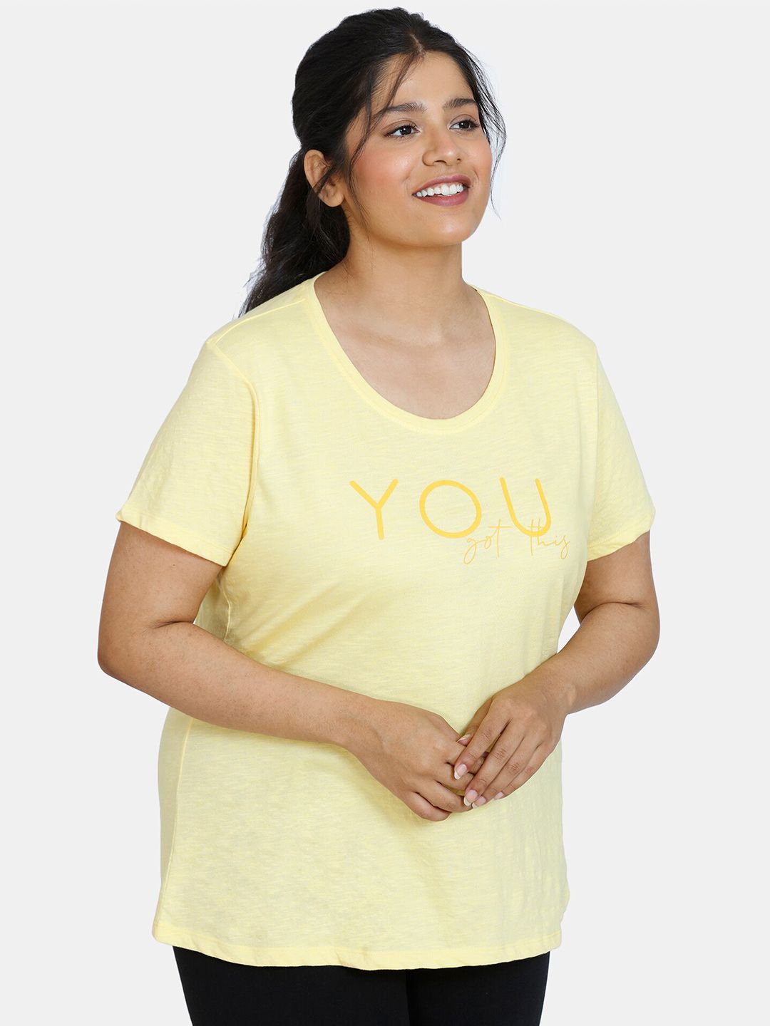 Zivame Women Yellow Print Lounge T-Shirt Price in India
