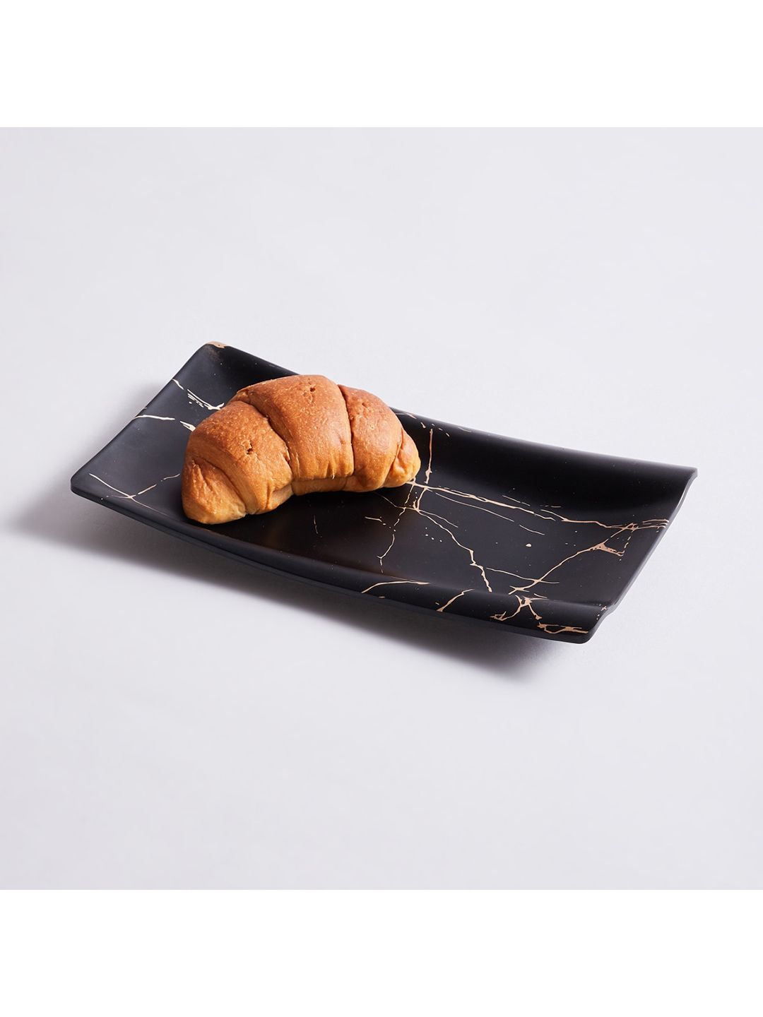 Home Centre Black & Gold-Toned Marble Melamine Ohio Platter Price in India