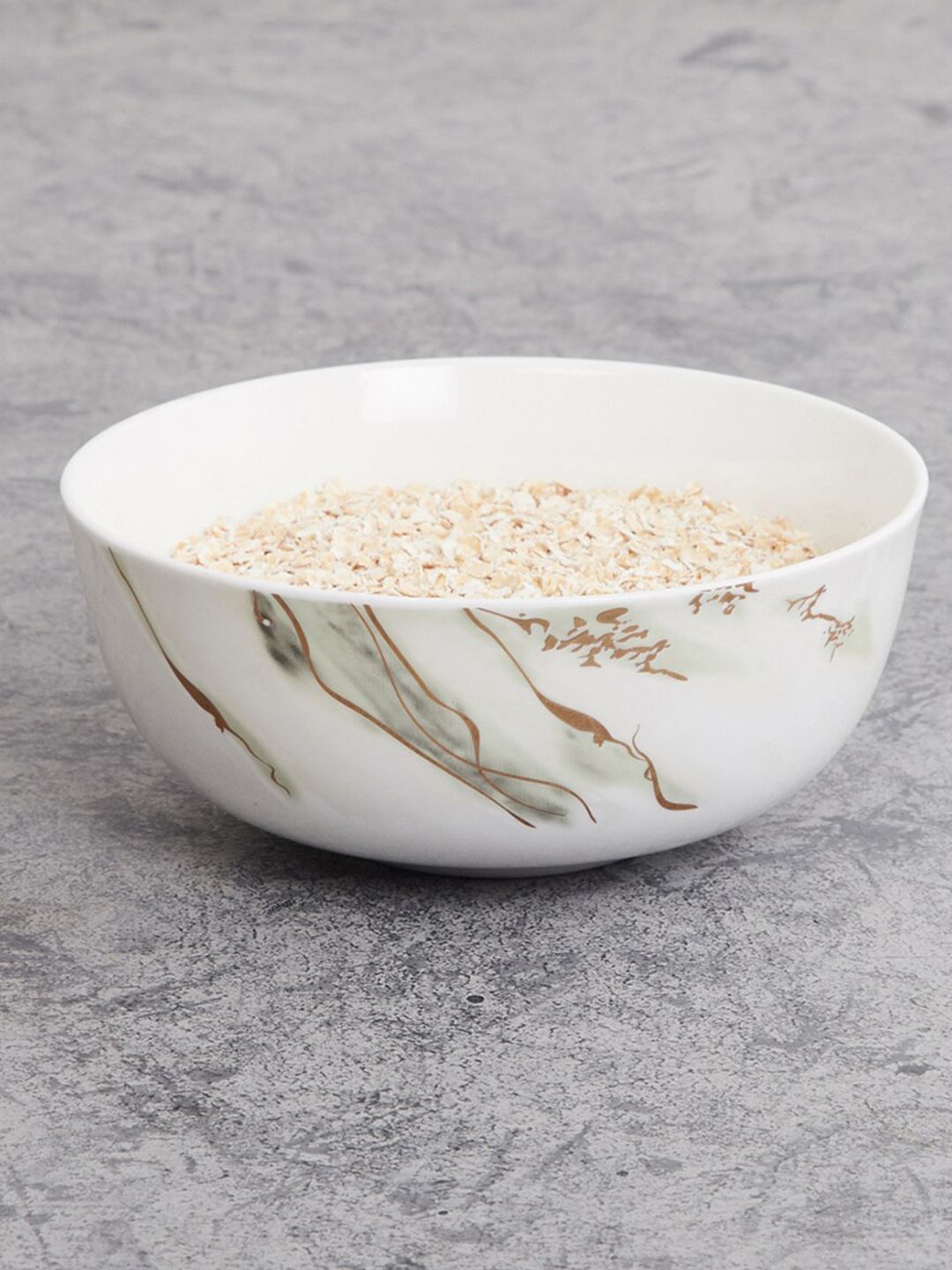 Home Centre White & Gold-Toned 1 Pieces Printed Bone China Glossy Bowls Price in India