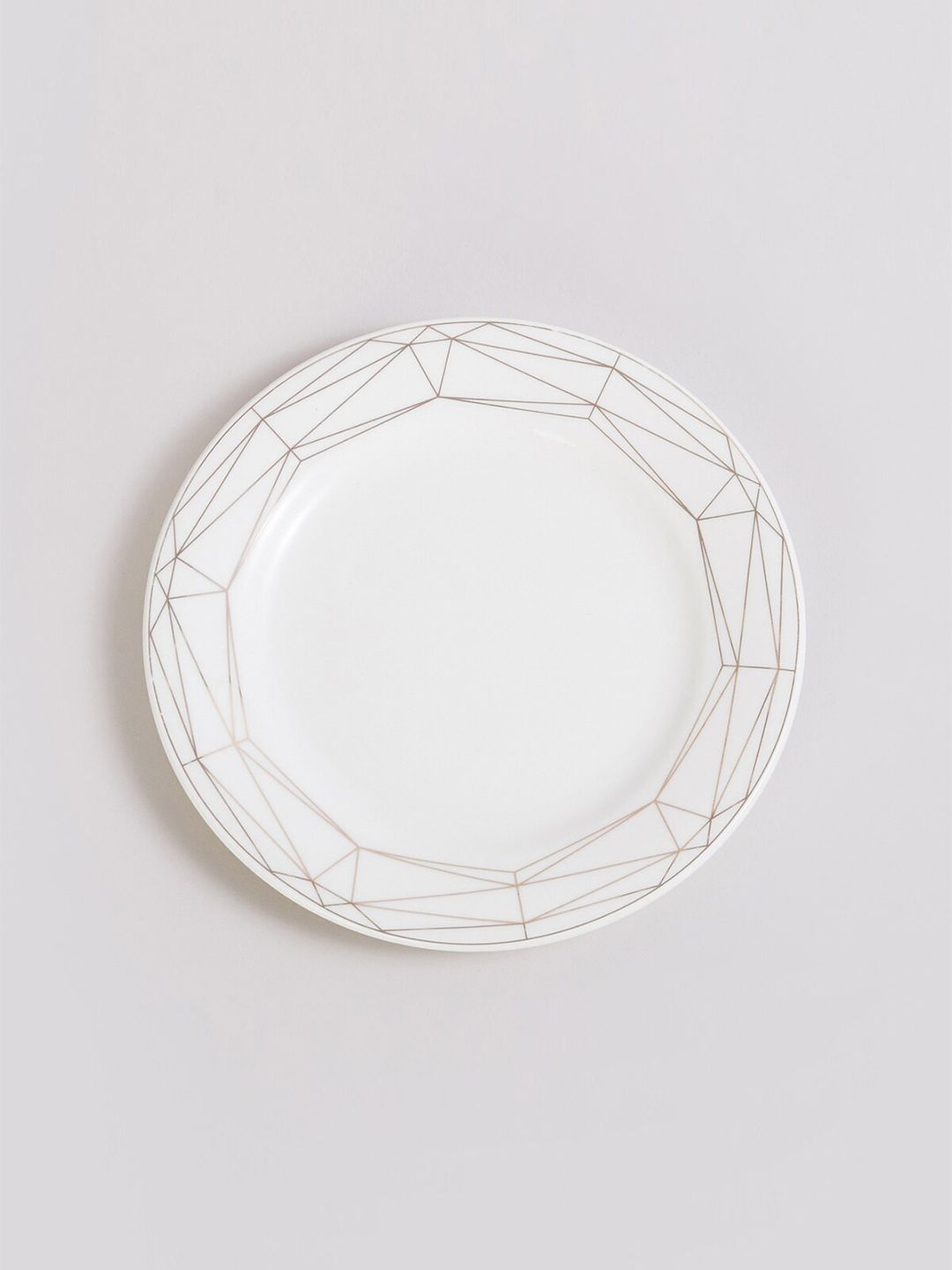 Home Centre White & Beige 1 Pieces Printed Bone China Glossy Plate Price in India