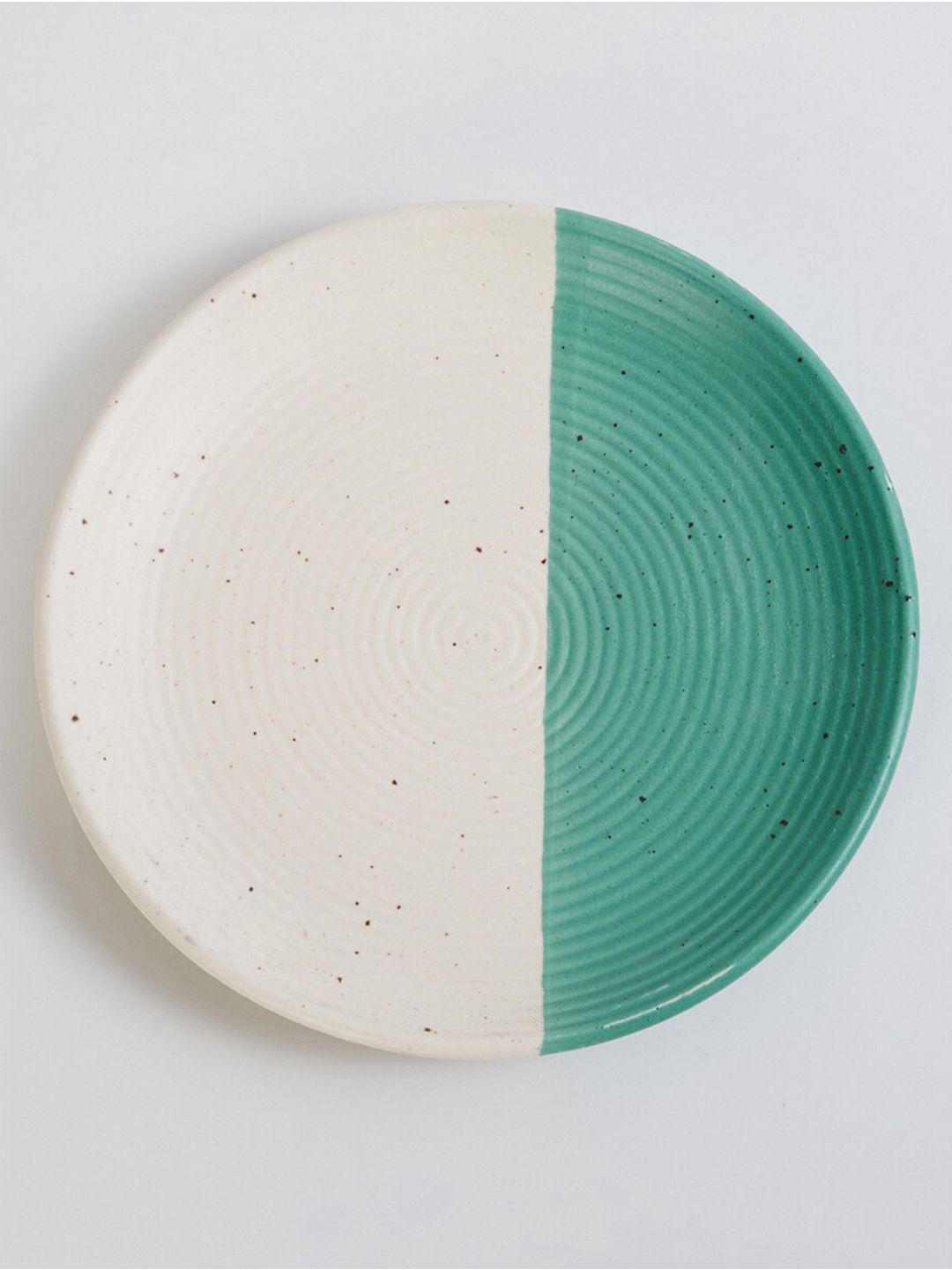 Home Centre Teal & White 1 Pieces Printed Ceramic Glossy Stoneware Plate Price in India
