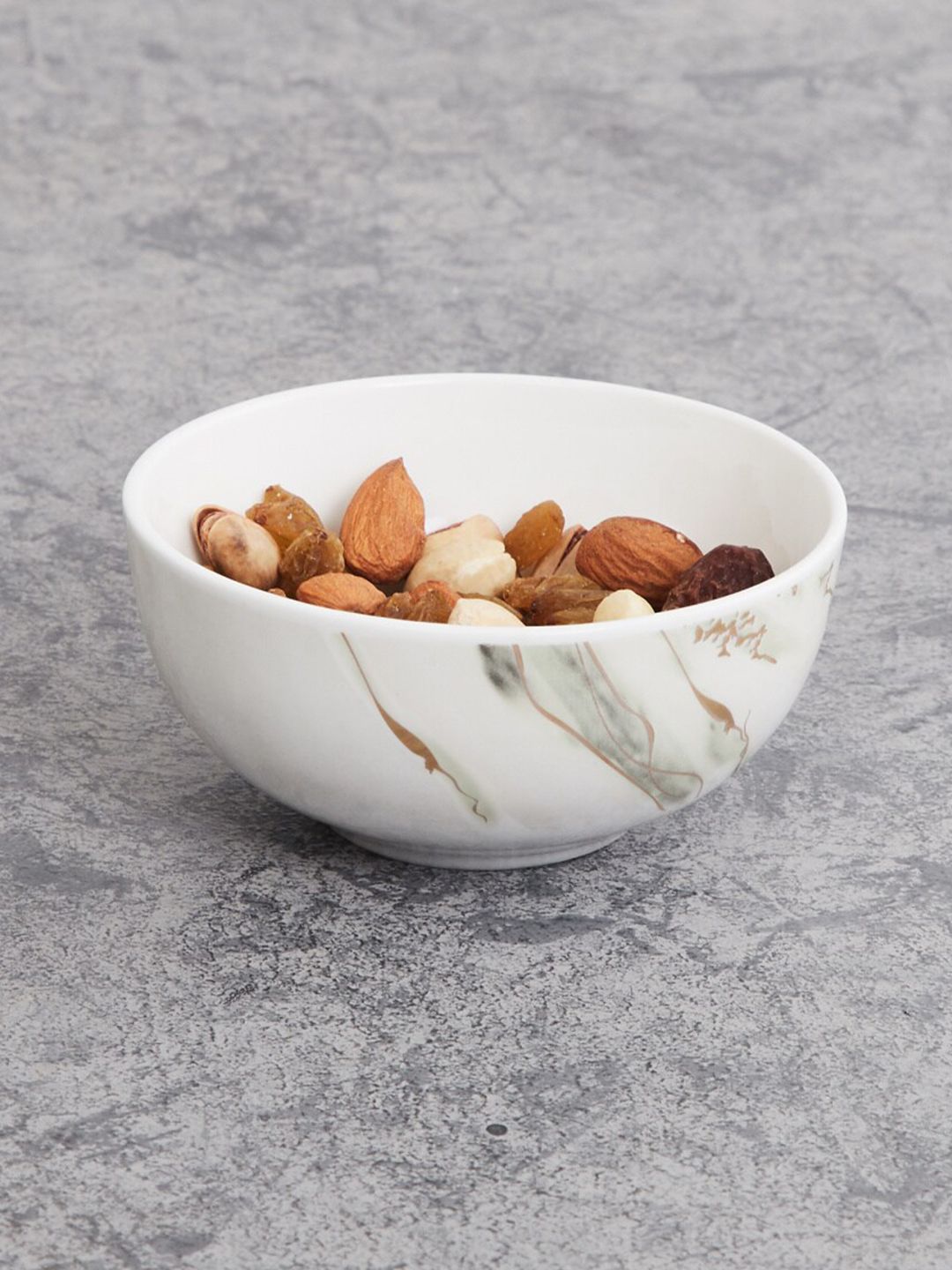 Home Centre White & Grey 1 Piece Printed Bone China Microwave Safe Glossy Bowl Price in India