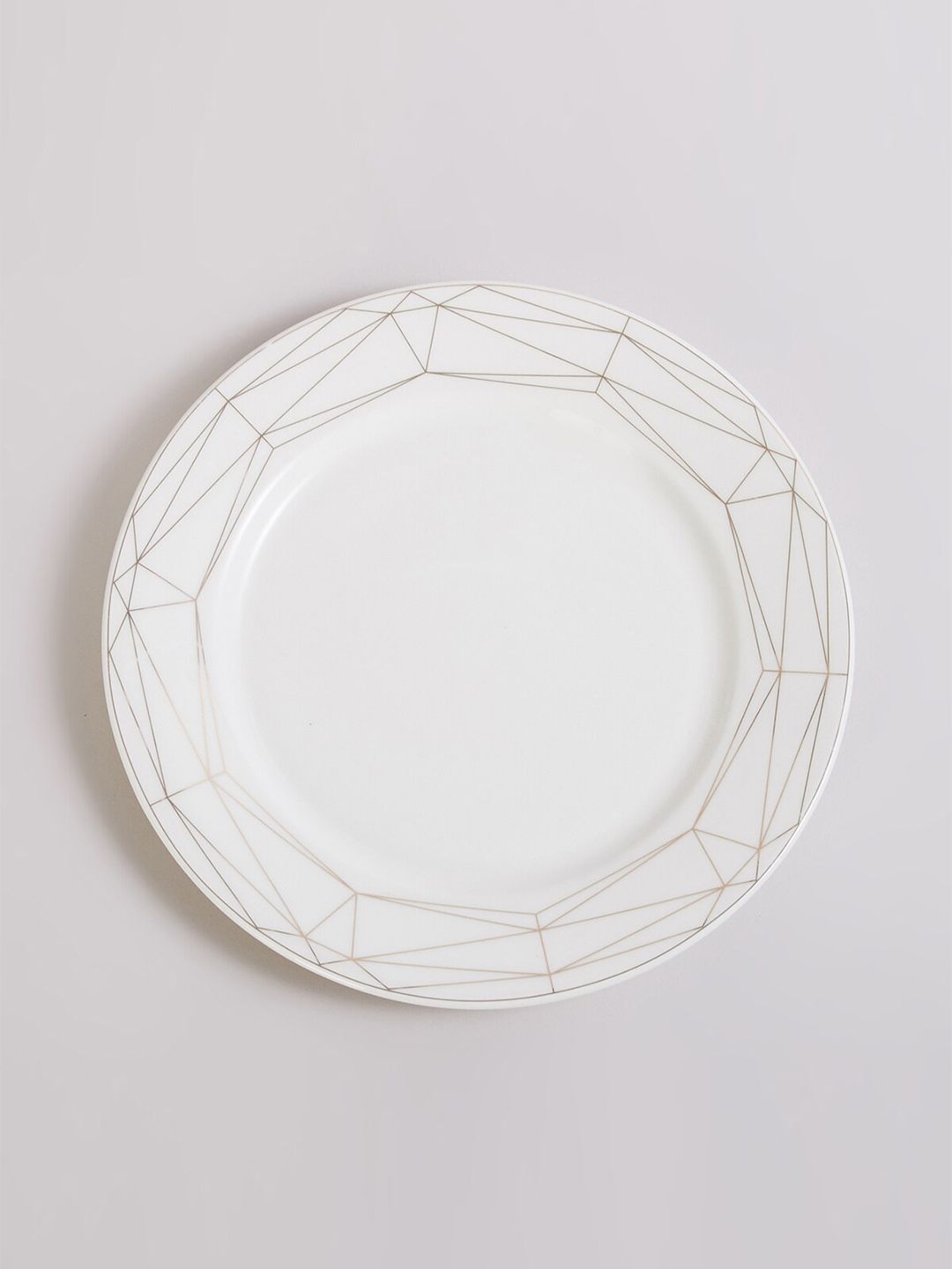 Home Centre White & Beige 1 Pieces Printed Bone China Glossy Plate Price in India