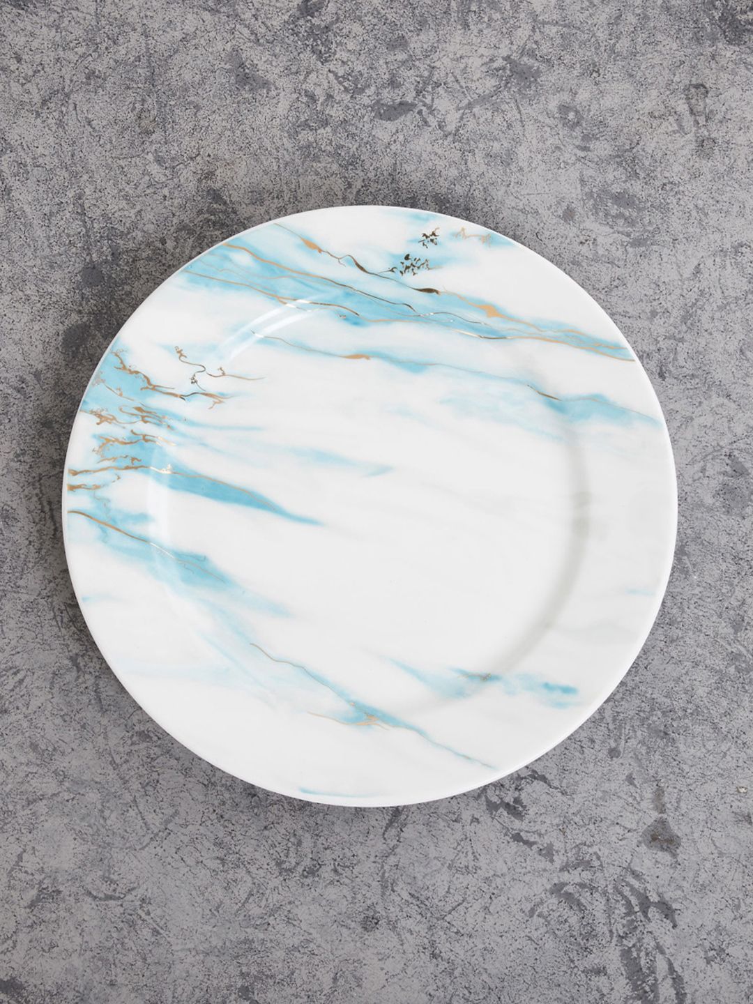 Home Centre White & Blue 1 Pieces Printed Bone China Glossy Plates Price in India