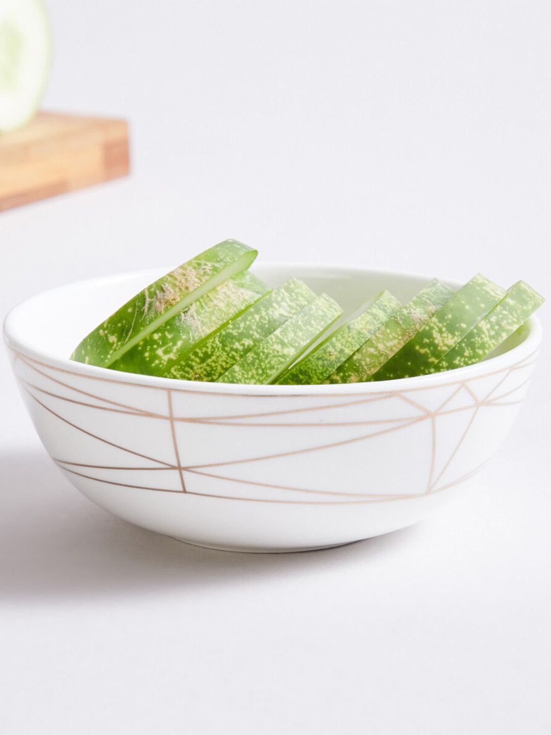 Home Centre Off White & Beige 1 Pieces Geometric Printed Bone China Glossy Bowls Price in India