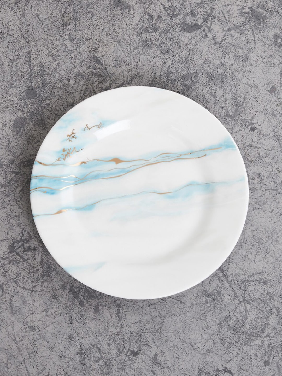 Home Centre Teal & White 1 Pieces Printed Bone China Glossy Plate Price in India
