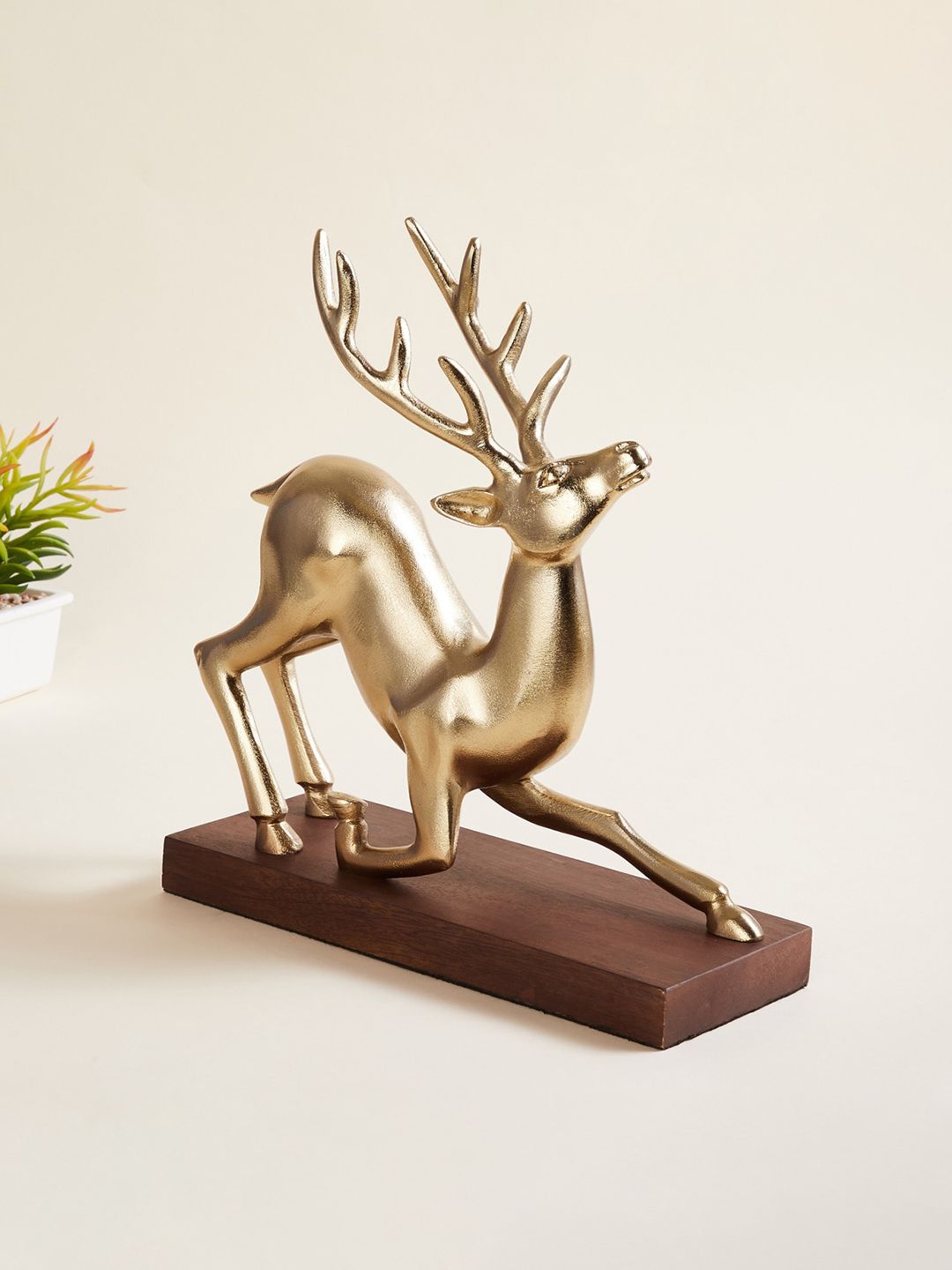 Home Centre Gold-Toned & Brown Reindeer Polyresin Figurine Price in India