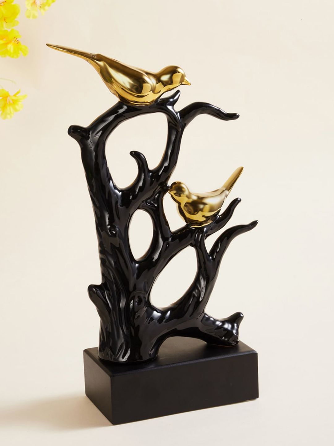 Home Centre Black & Gold-Toned Birds Sitting On Bench Figurine Showpiece Price in India