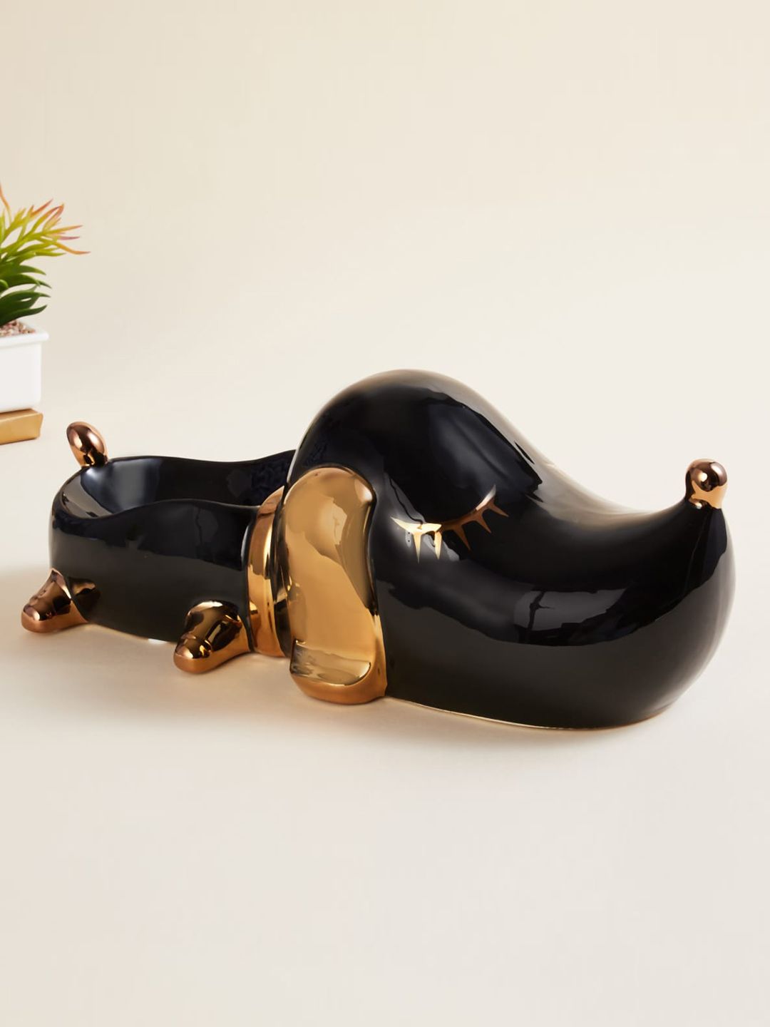 Home Centre Splendid Black and Gold Solid Ceramic Bulldog Figurine Price in India