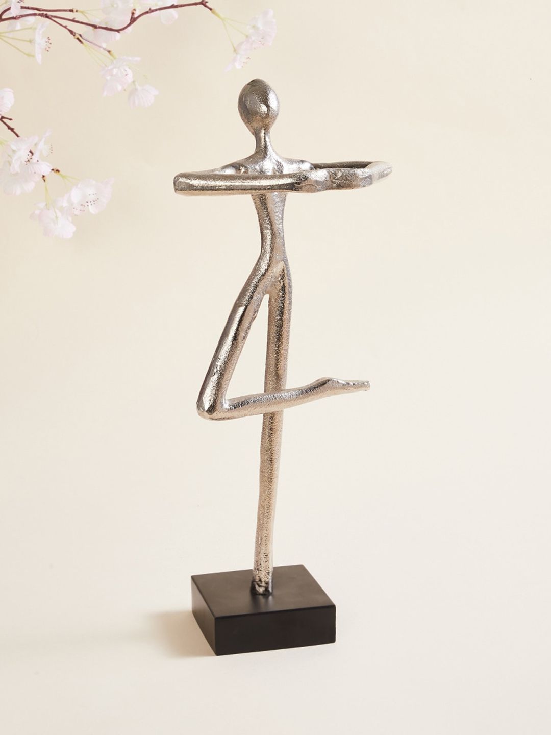 Home Centre  Silver-Toned Solid Metal Yoga Namaskar Position Figurine Showpiece Price in India