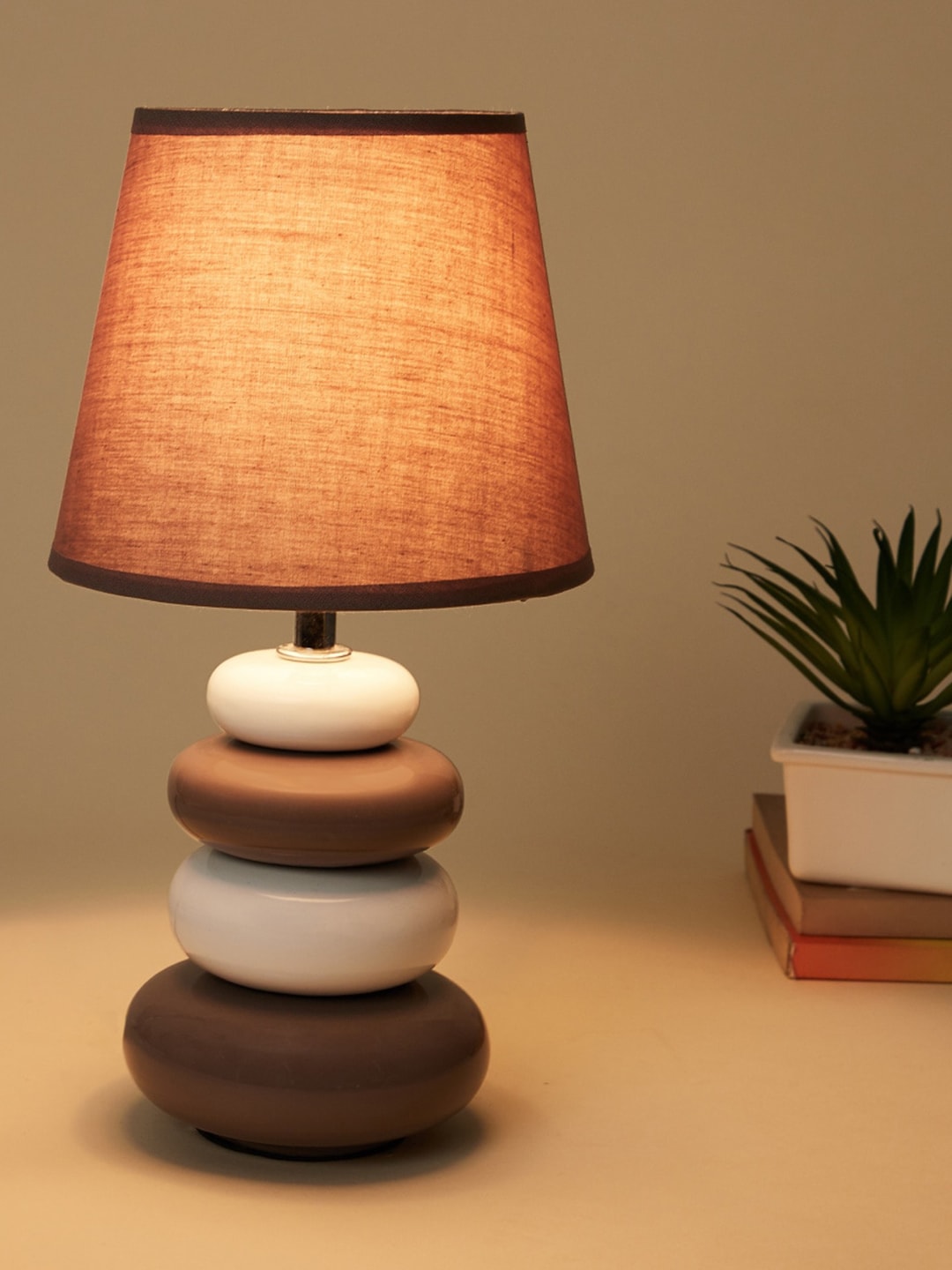 Home Centre Brown Pebble Ceramic Table Lamp Price in India
