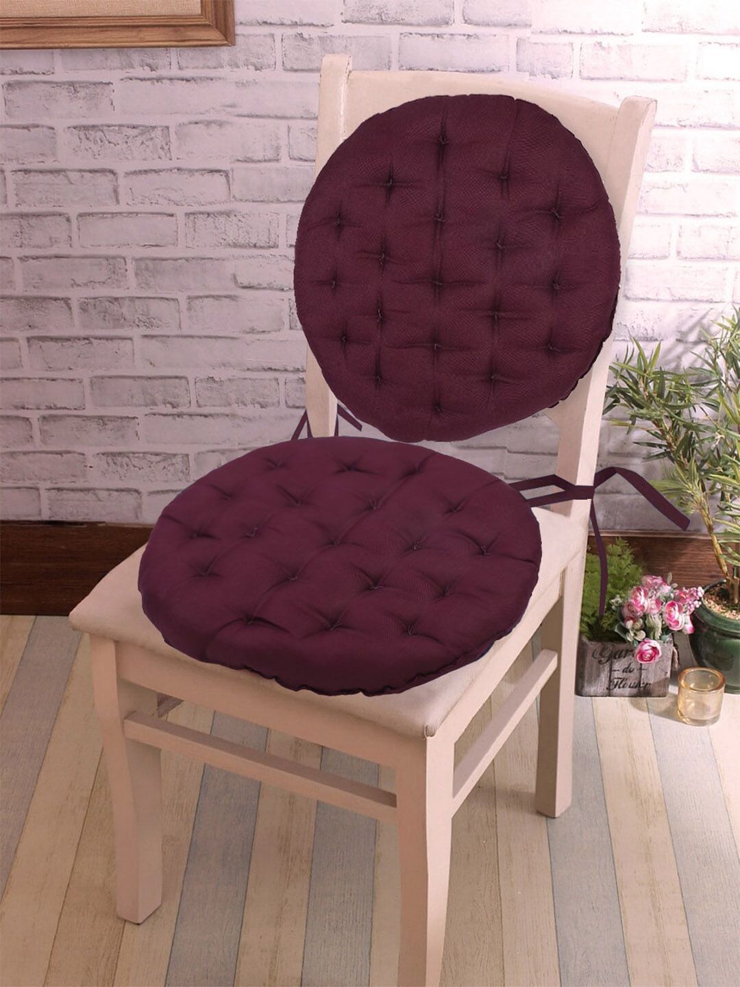 RUGSMITH Set Of 2 Maroon Solid Chair Pads Price in India