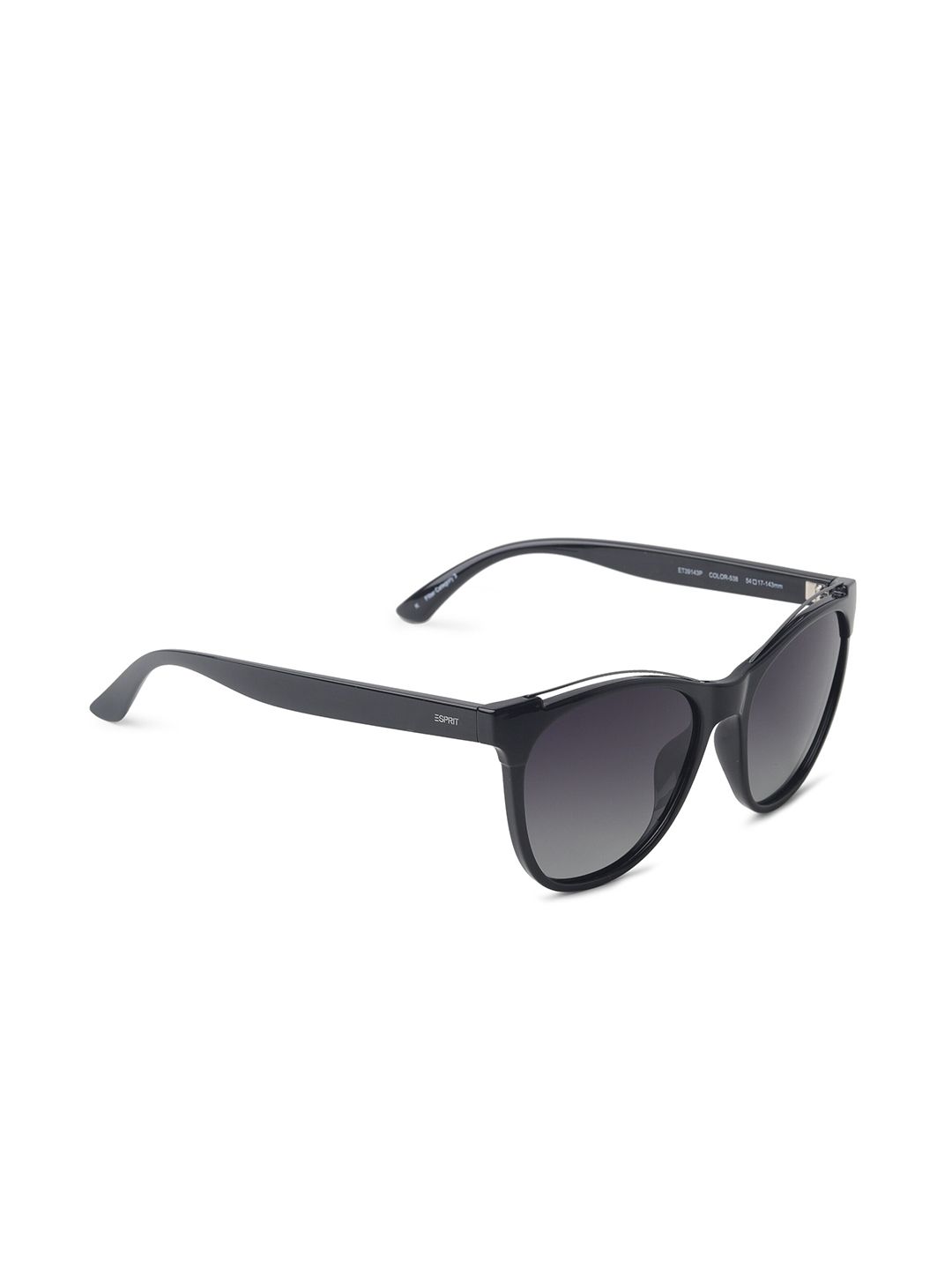 ESPRIT Women Black Lens & Black Frame Polarised Lens Round Sunglasses ET39143P-54-538 Price in India