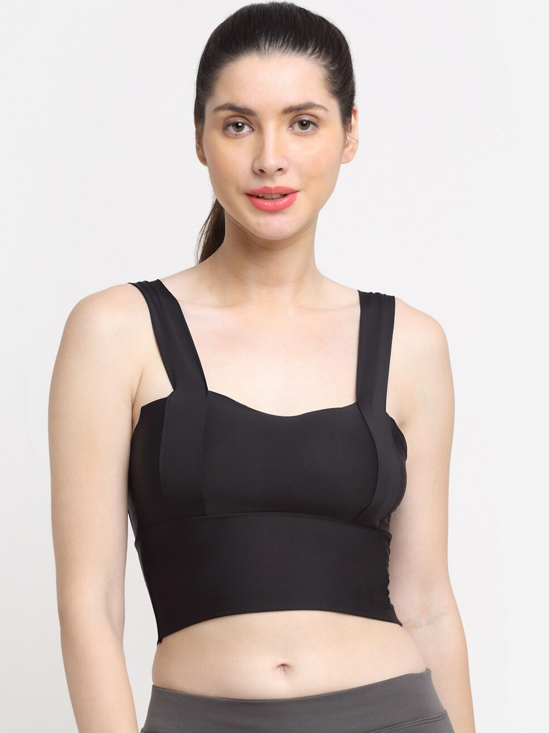 Friskers Black Sports Bra Lightly Padded Price in India