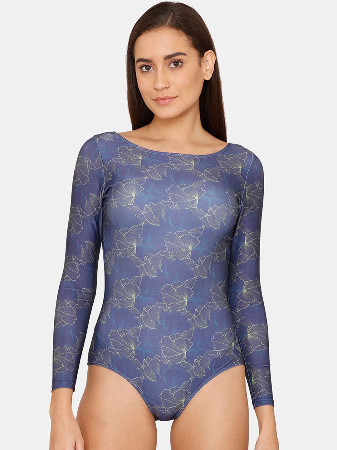 Zelocity by Zivame Women Blue Printed Swimwear Price in India