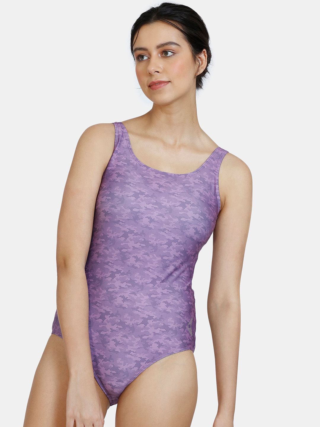 Zelocity by Zivame Women Purple Printed Swimwear Price in India
