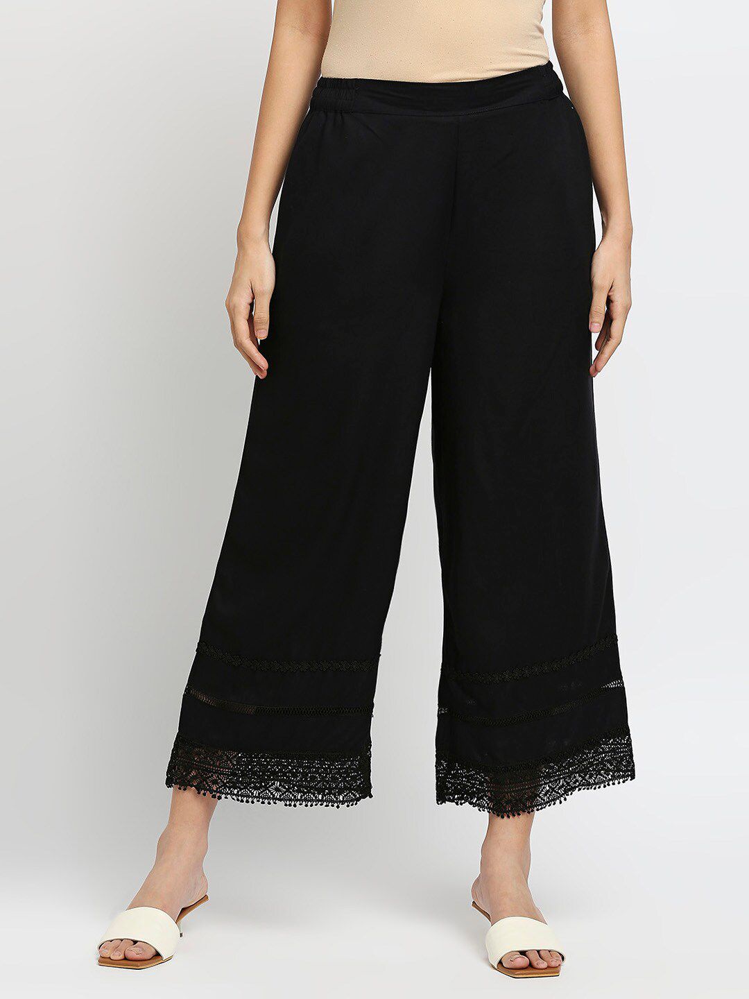 Ethnicity Women Black Palazzos Price in India