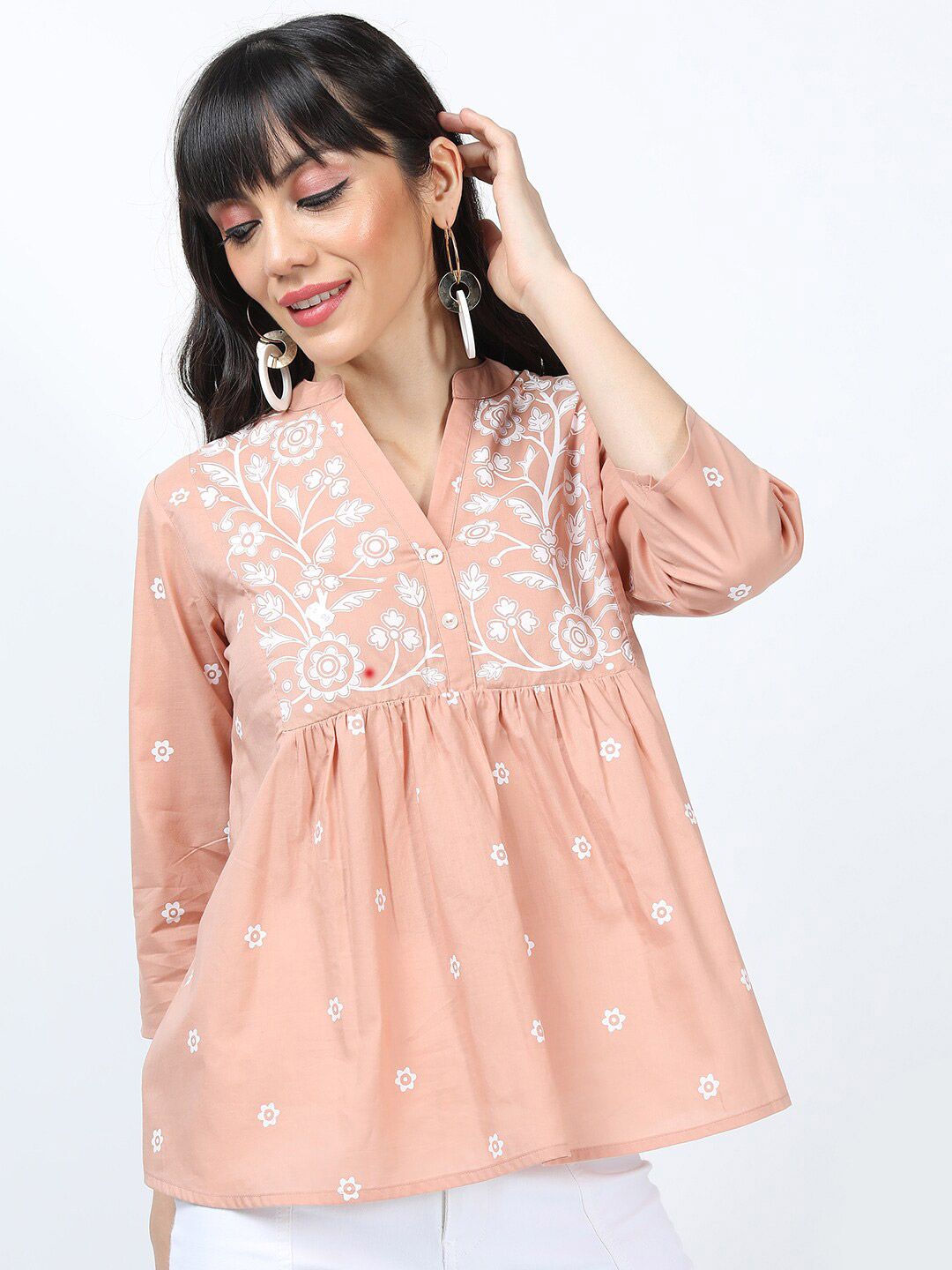 Vishudh Beige Embroidered Empire Top