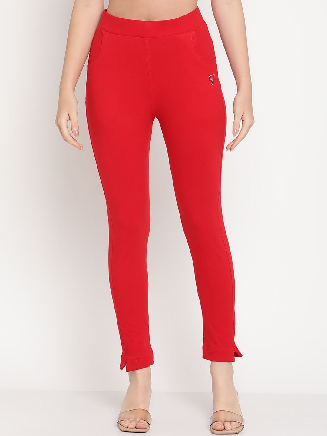 TAG 7 Women Red Solid Ankle-Length Leggings Price in India
